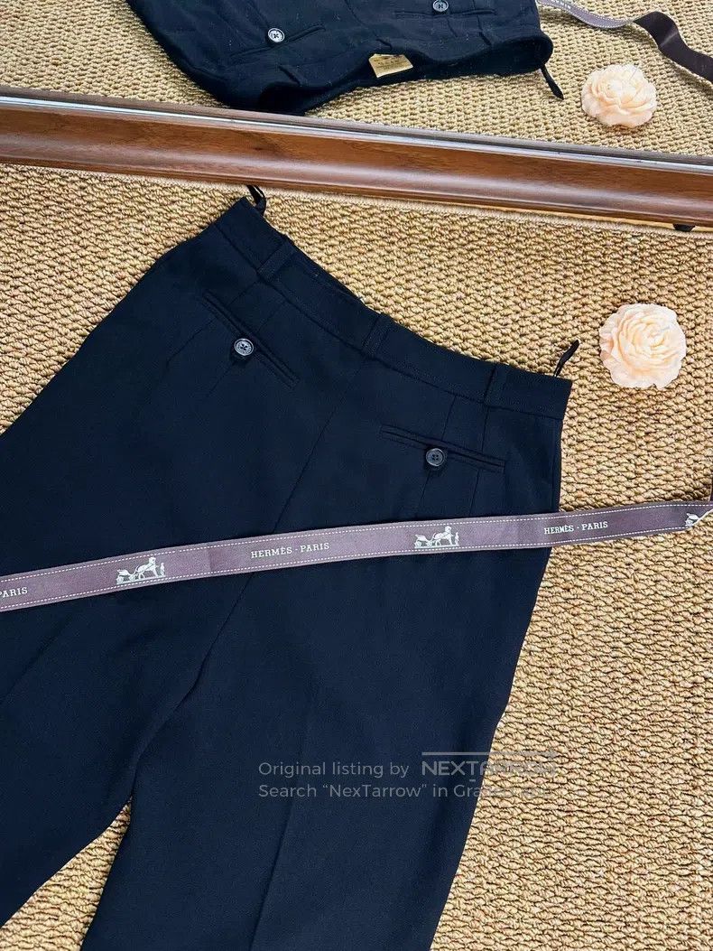 Hermes Hermes Fine Wool Straight Leg Business Pants, Black Size 24" / US 00 / IT 34 - 5 Thumbnail