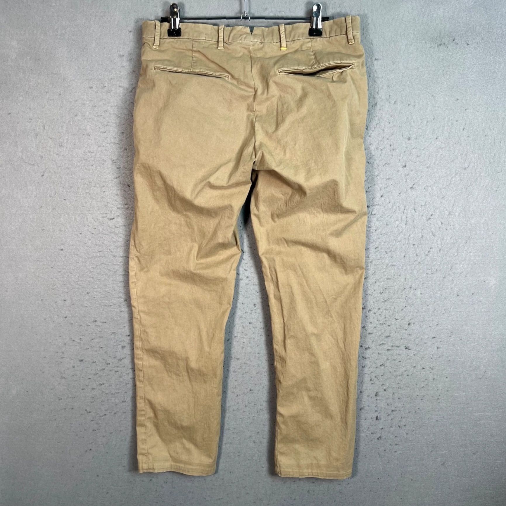 Vintage Pence Mens Pants Dress Beige Cotton Blend Pleated 30 Inch Waist 44 Regular In Italy Formal Size US 44 / EU 60 - 2 Thumbnail