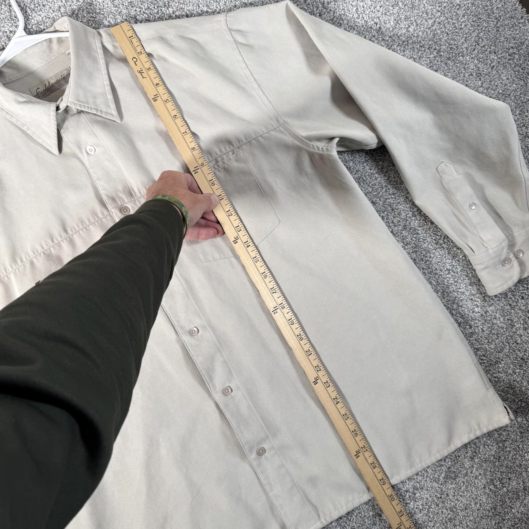 Vintage VINTAGE Fieldmaster Shirt Shacket 90s 2000s Microfleece Button-Up Long Sleeve Beige 100% Polyester Mens Large Pockets Size US L / EU 52-54 / 3 - 2 Thumbnail