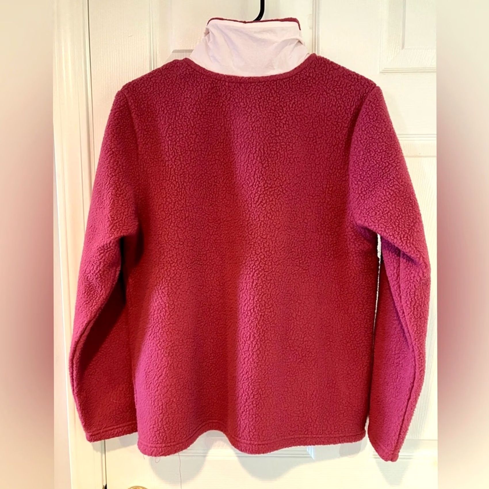 Pinko TeVerde Colorblock Sherpa Quarter Zip Mixed Media Pullover Jacket Pink White S Size S / US 4 / IT 40 - 6 Thumbnail