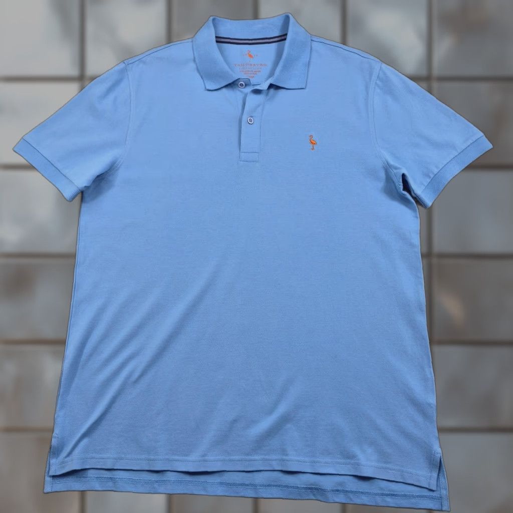 Tailorbyrd TailorByrd Collection Polo Shirt Mens Large Blue Solid Stretch Flamingo Logo Size US L / EU 52-54 / 3 - 1 Thumbnail
