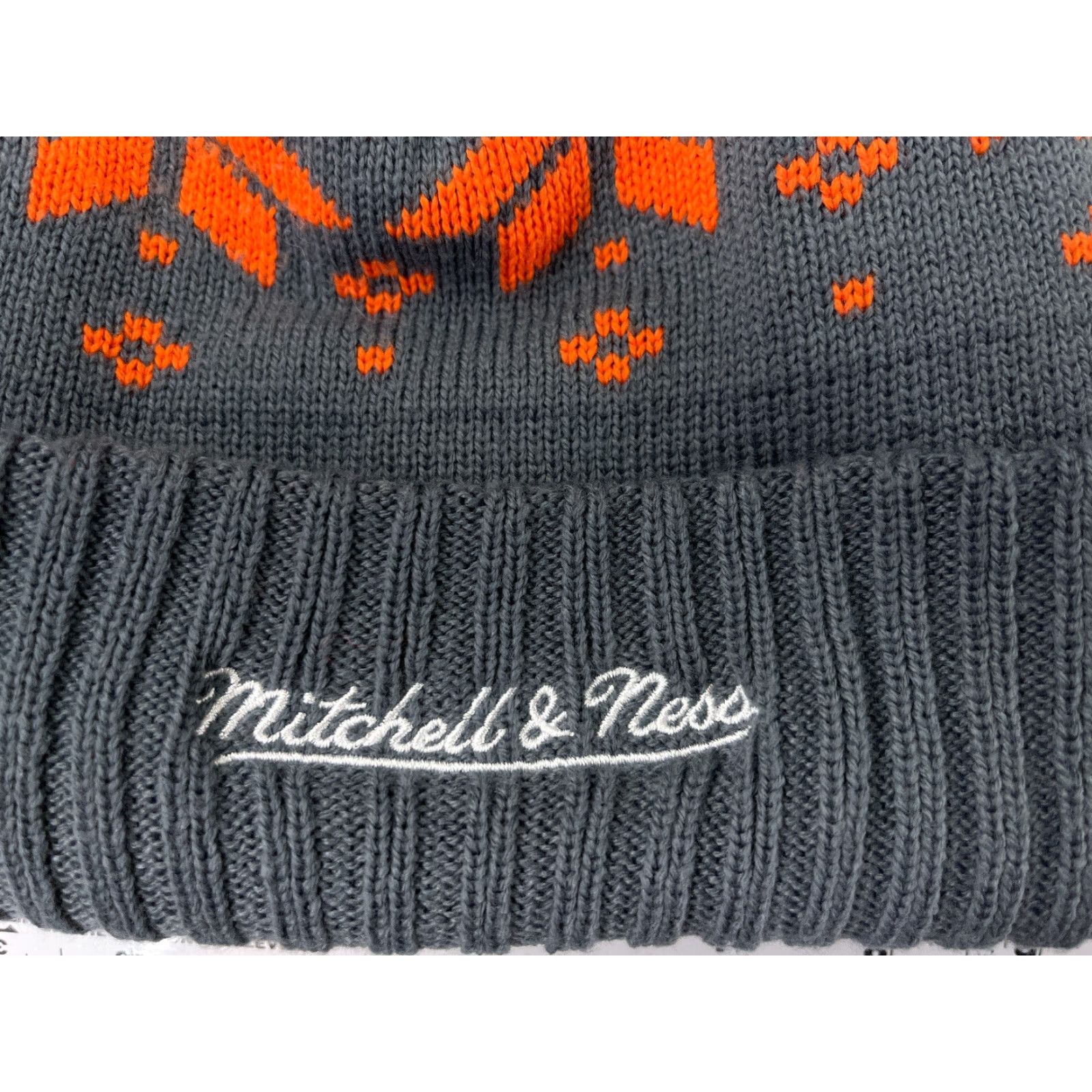 Mitchell & Ness VINTAGE Mitchell & Ness Beanie Hat Adult One Size Orange Fair Isle Ski Logo 90s Mens Size ONE SIZE - 2 Thumbnail