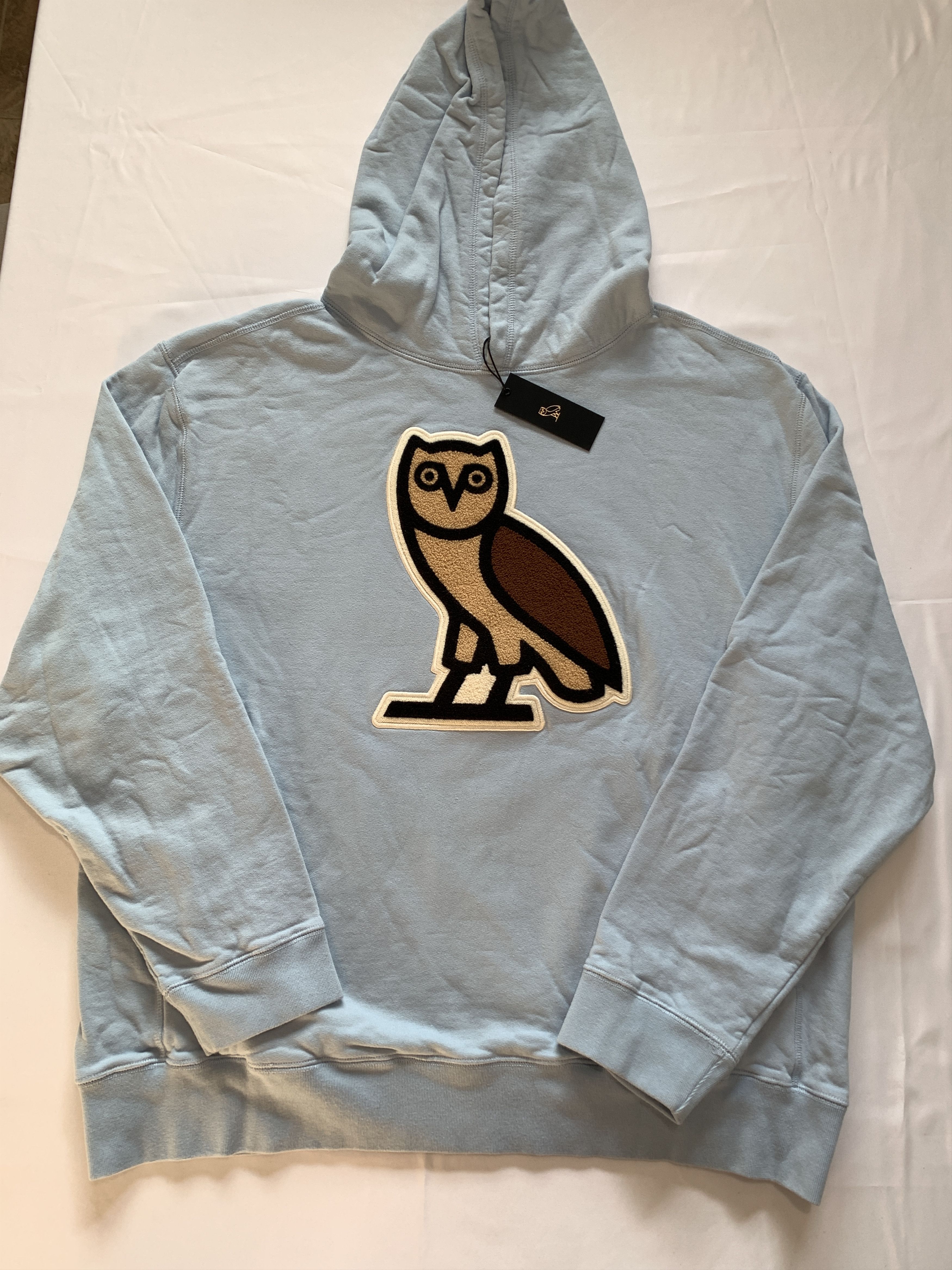 Drake OVO OG Chenille Bubble Owl Hoodie Light Blue Size US XXL / EU 58 / 5 - 4 Thumbnail