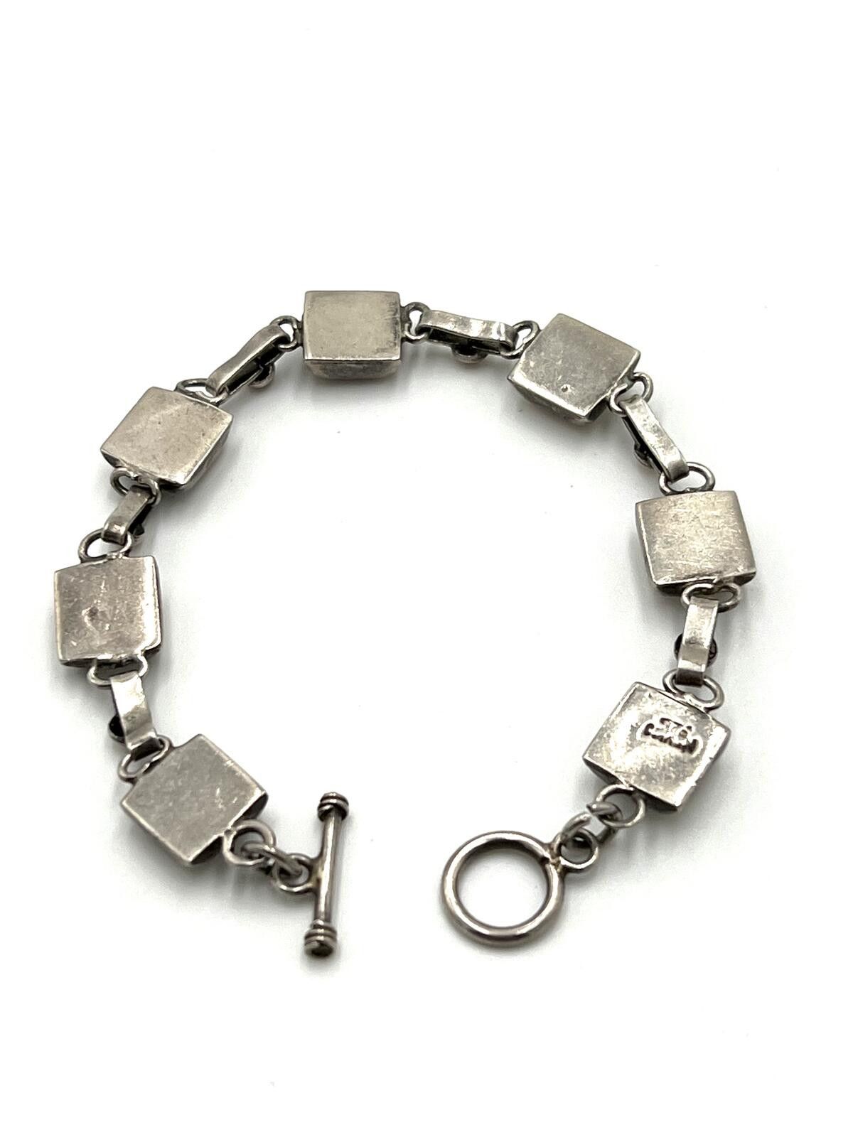 Other Mexico Sterling Silver Magnasite Panel Links Bracelet Size ONE SIZE - 6 Thumbnail