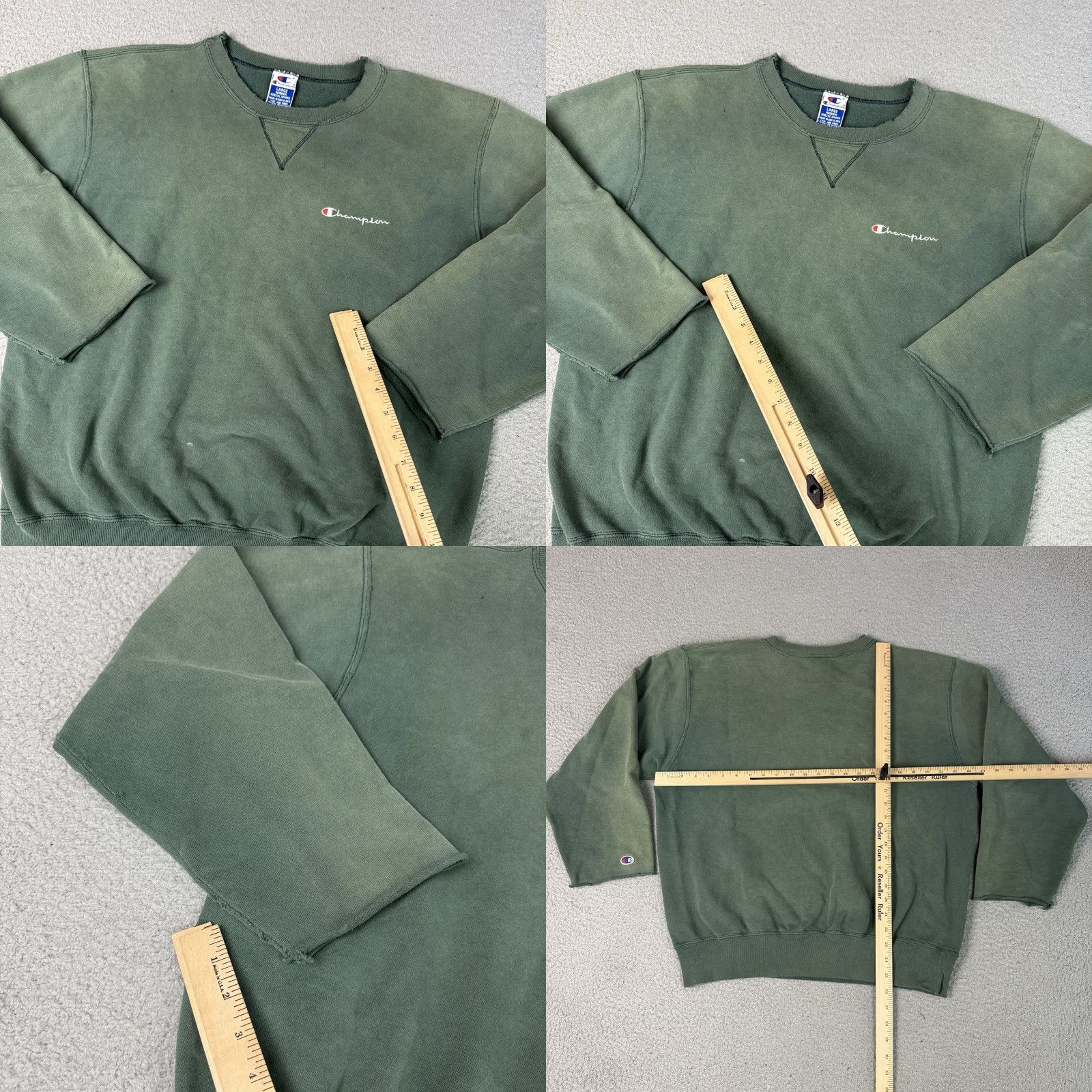 Champion VINTAGE Champion Sweatshirt Adult L Green Sun Faded Distressed Script Rare L Mens Sweatshirt Size US L / EU 52-54 / 3 - 8 Thumbnail