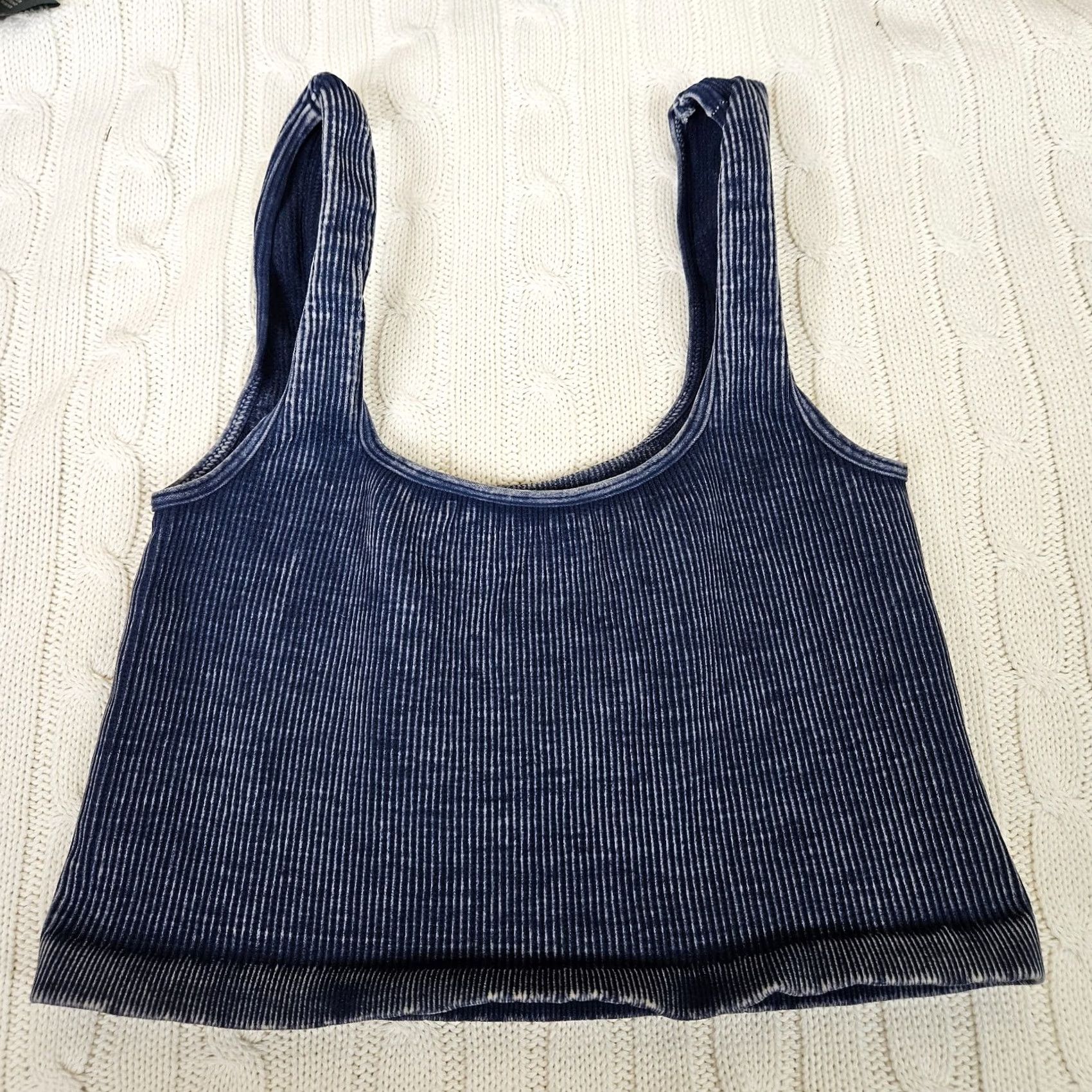 Free People Movement Free People Women's Cropped Tank Square Happiness Runs Size M/L Navy Blue Knit Nylon Spandex Casual All Seasons Tank Womens Size M / US 6-8 / IT 42-44 - 2 Thumbnail