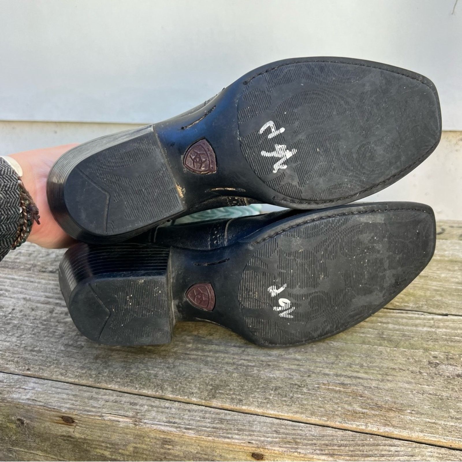 Ariat Ariat Black Blue Snipped Square Toe Cowgirl Western Boots Size US 6.5 / IT 36.5 - 5 Thumbnail