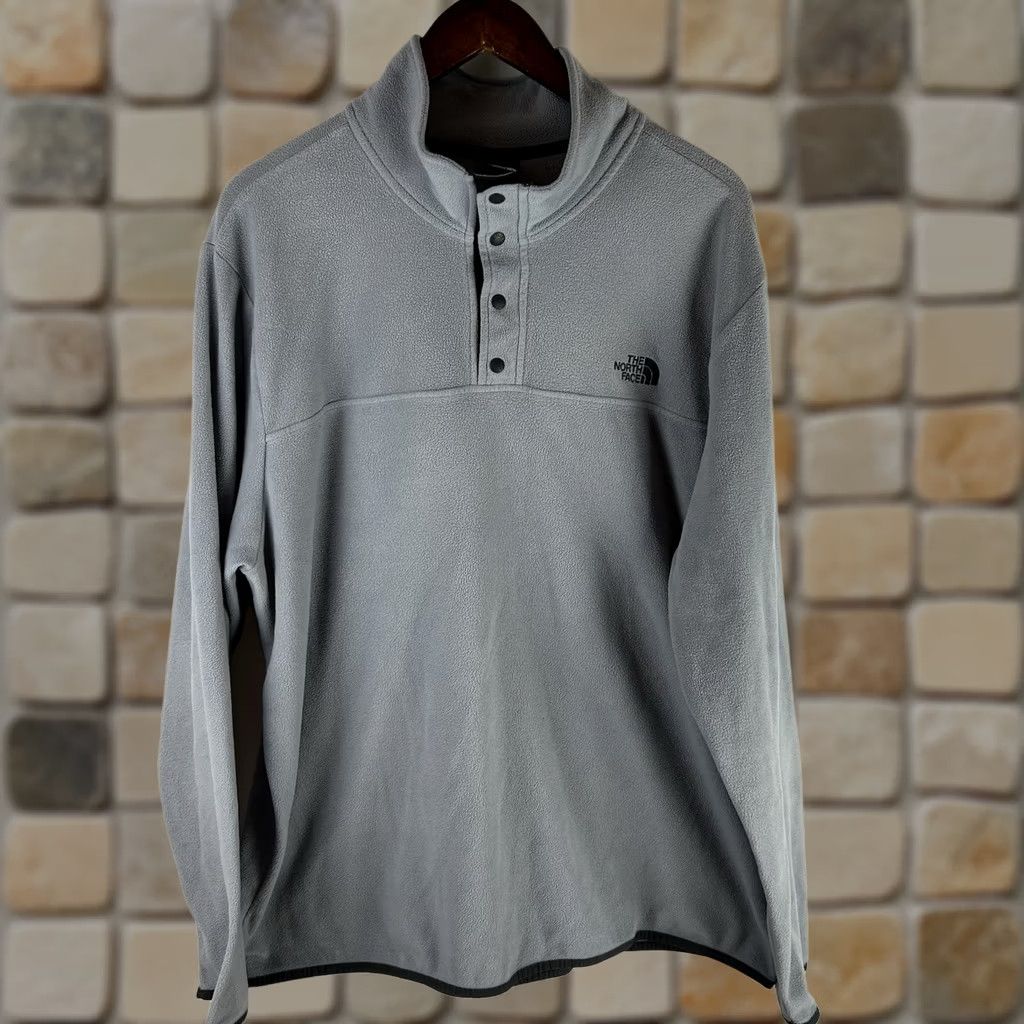The North Face The North Face Mens 2XL Grey Fleece Pullover Sweatshirt 1/4 Snap Button Mid Layer Size US XXL / EU 58 / 5 - 1 Thumbnail