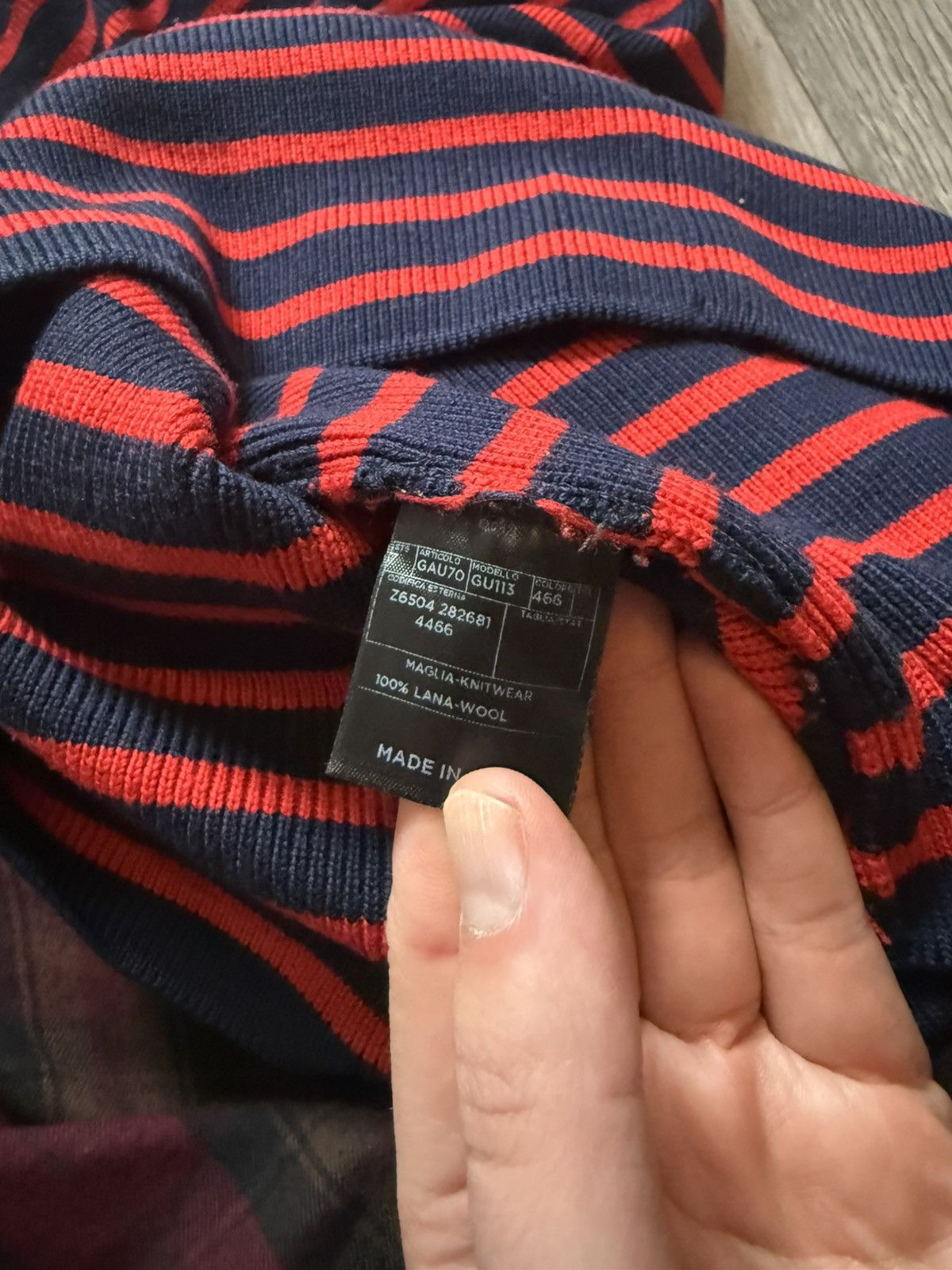 Gucci Gucci Navy Wool Sweater with Red Breton Stripes Size US XL / EU 56 / 4 - 3 Thumbnail