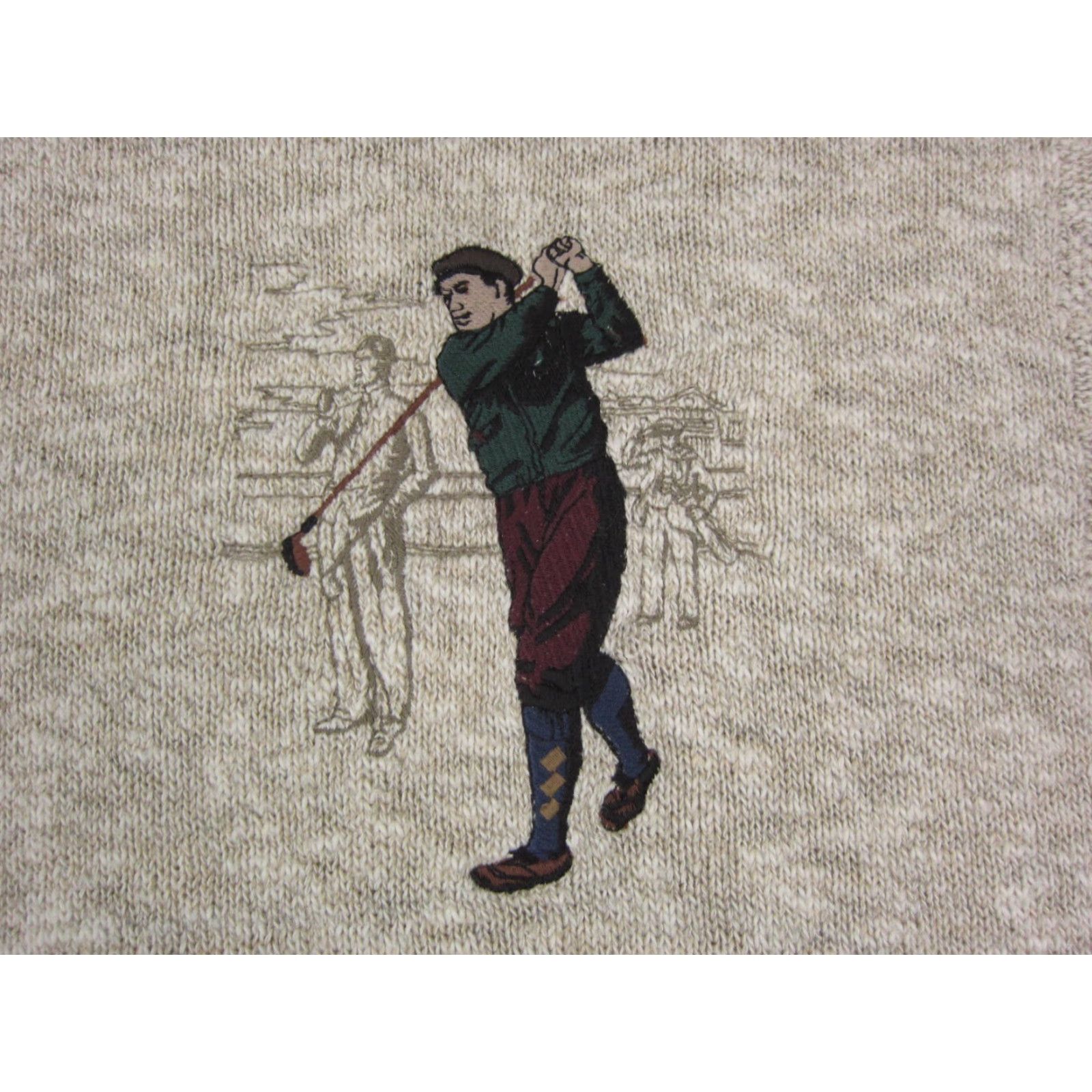 Croft & Barrow VINTAGE Croft & Barrow Sweater Mens XL Beige Embroidered Golf Crew Neck Pullover Knit Long Sleeve Cotton Rayon 80s 90s Casual Travel USA US Made Mens Size US XL / EU 56 / 4 - 3 Thumbnail