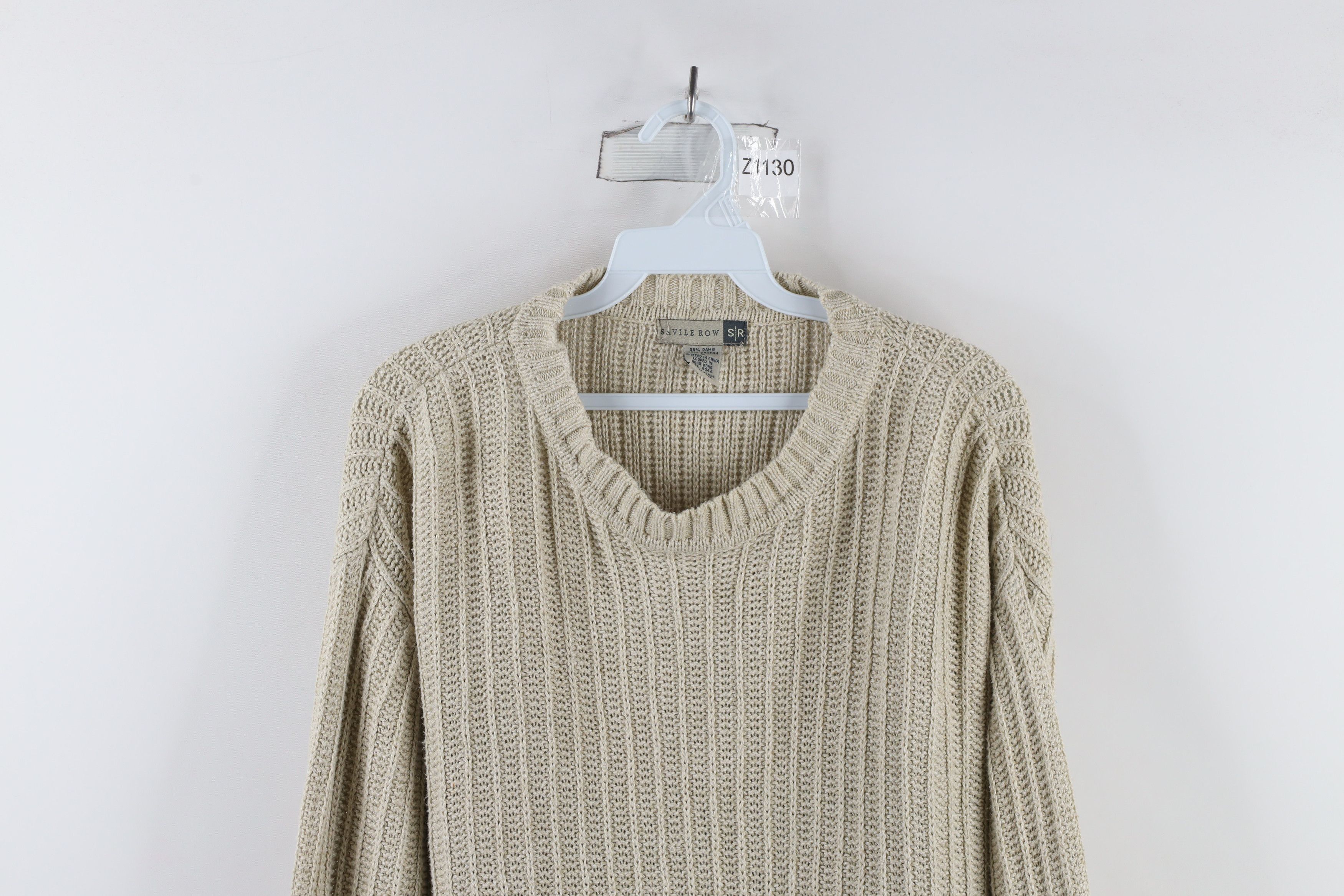 Vintage Vintage 90s Streetwear Ribbed Knit Crewneck Sweater Beige Size US L / EU 52-54 / 3 - 2 Thumbnail