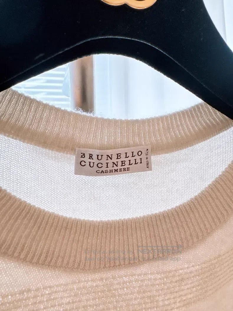 Brunello Cucinelli Brunello Cucinelli Striped Sequined Cashmere Knit Top Size S / US 4 / IT 40 - 4 Thumbnail