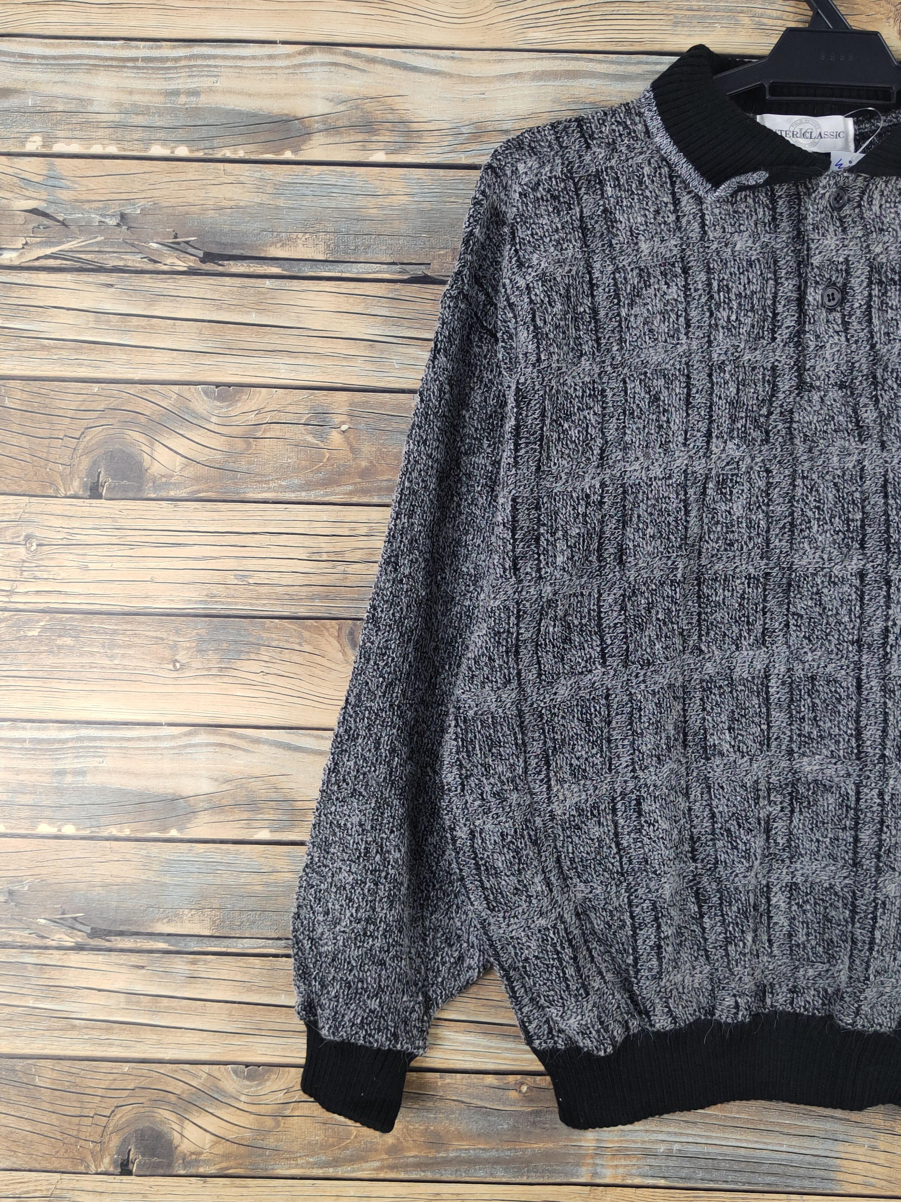 Homespun Knitwear Inter Classic Black Wool Knitwear Sweatshirts #W1822 Size US L / EU 52-54 / 3 - 3 Thumbnail