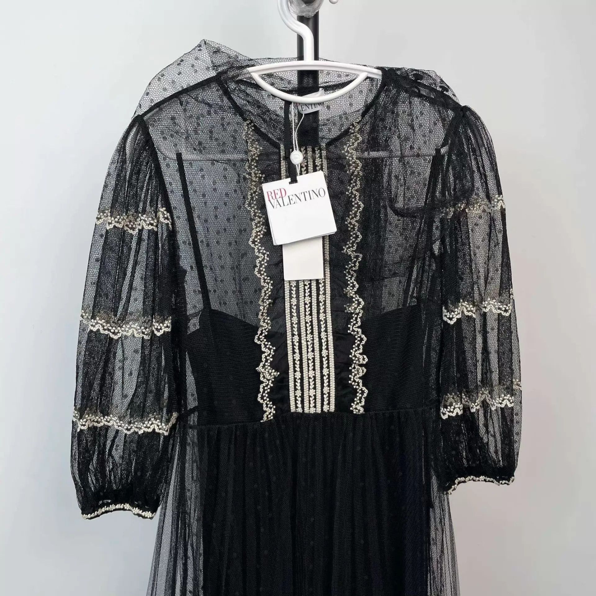 Valentino Valentino Black White Bow Lace Tulle Dress 165 New With Tags Size S / US 4 / IT 40 - 9 Thumbnail