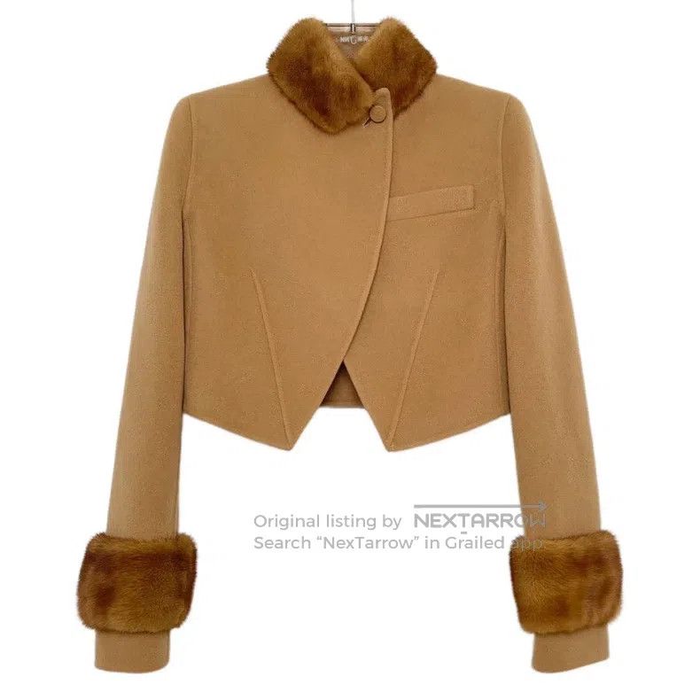 Fendi Fendi Beige Water Mink Goat Cashmere Women's Elegant Coat Size 4XL / US 24-26 - 1 Thumbnail