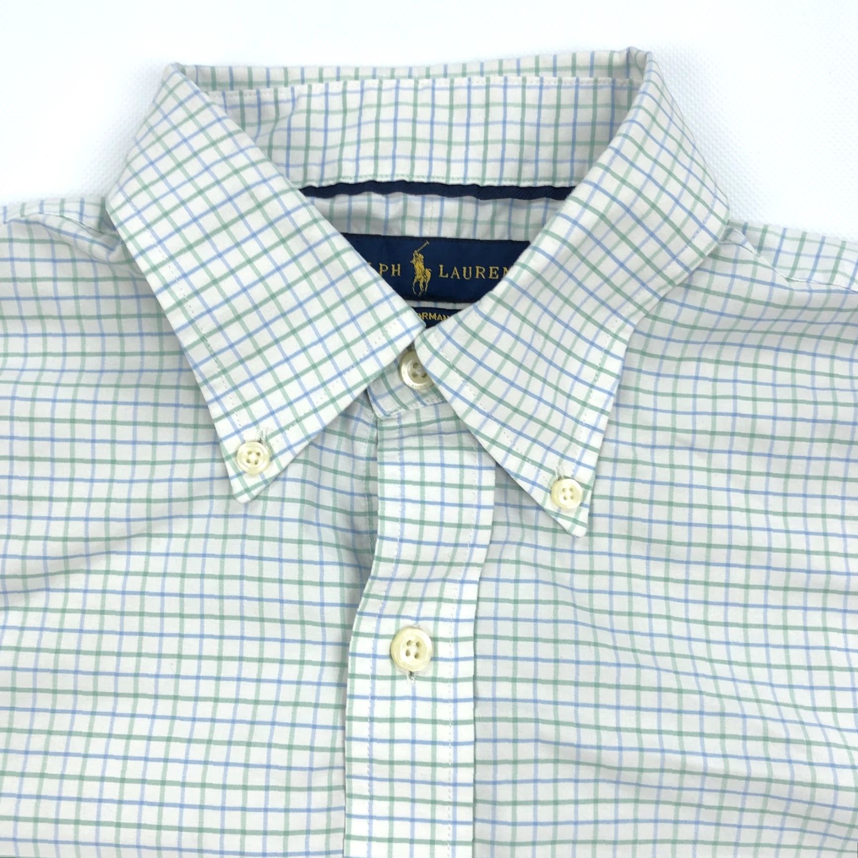 Ralph Lauren Ralph Lauren Performance Men's M White Green Blue Check Button-Down Shirt Size US M / EU 48-50 / 2 - 3 Thumbnail