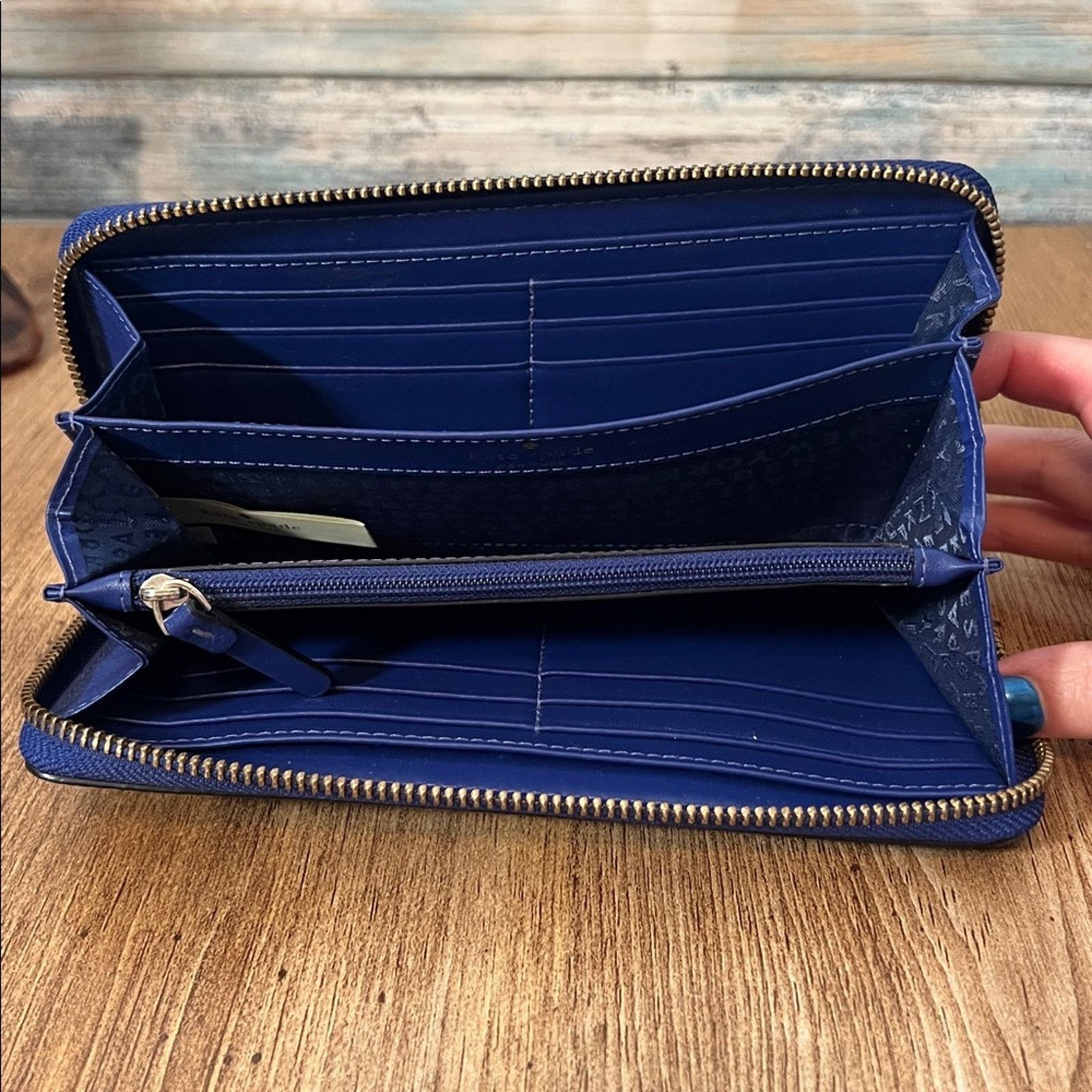 Kate Spade Kate Spade Neda Market Street Accordion Wallet Blue Leather Size ONE SIZE - 7 Thumbnail