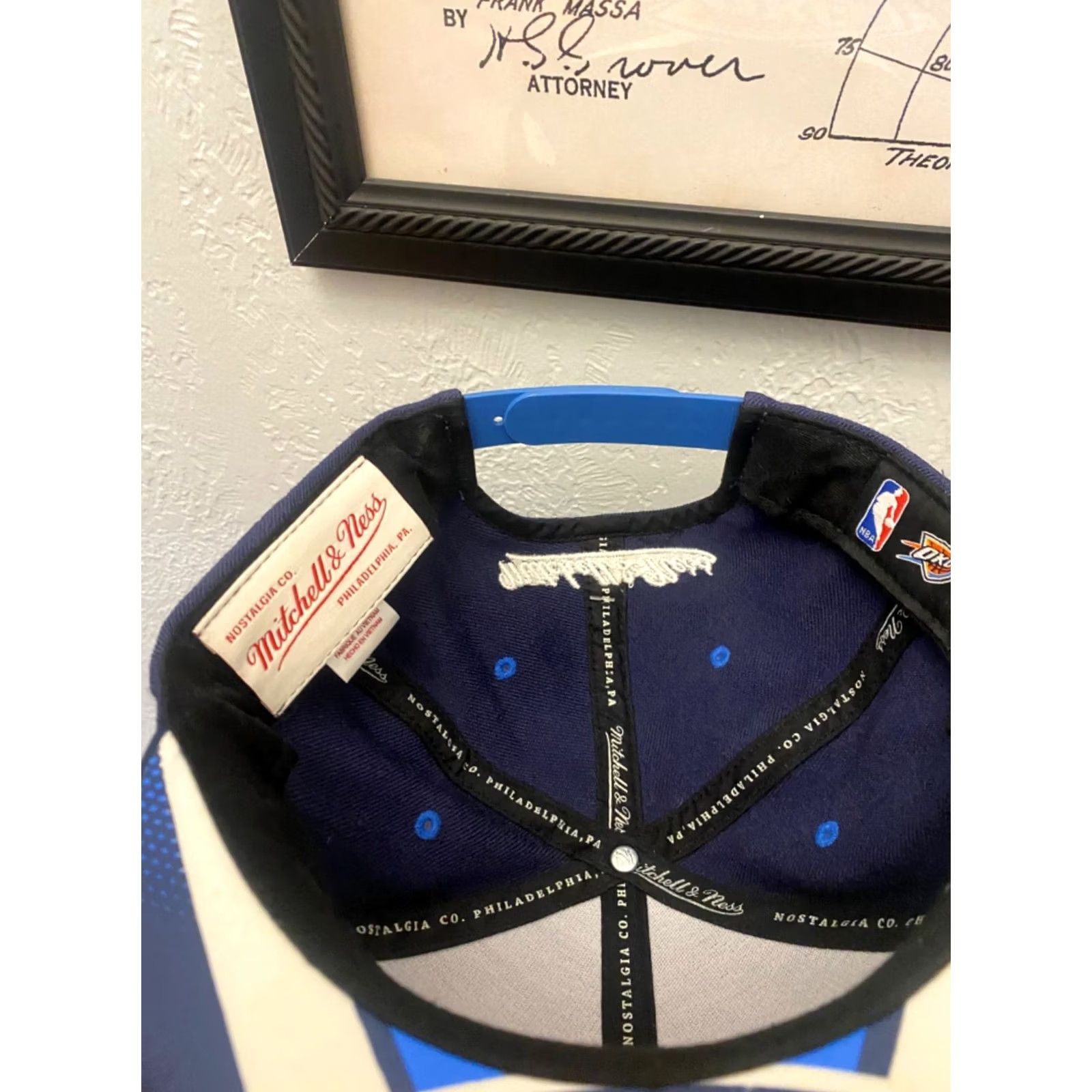Mitchell & Ness OKC Thunder Mitchell & Ness Logo under Bill Snapback Hat Men Adjustable Blue Cap Size ONE SIZE - 4 Thumbnail