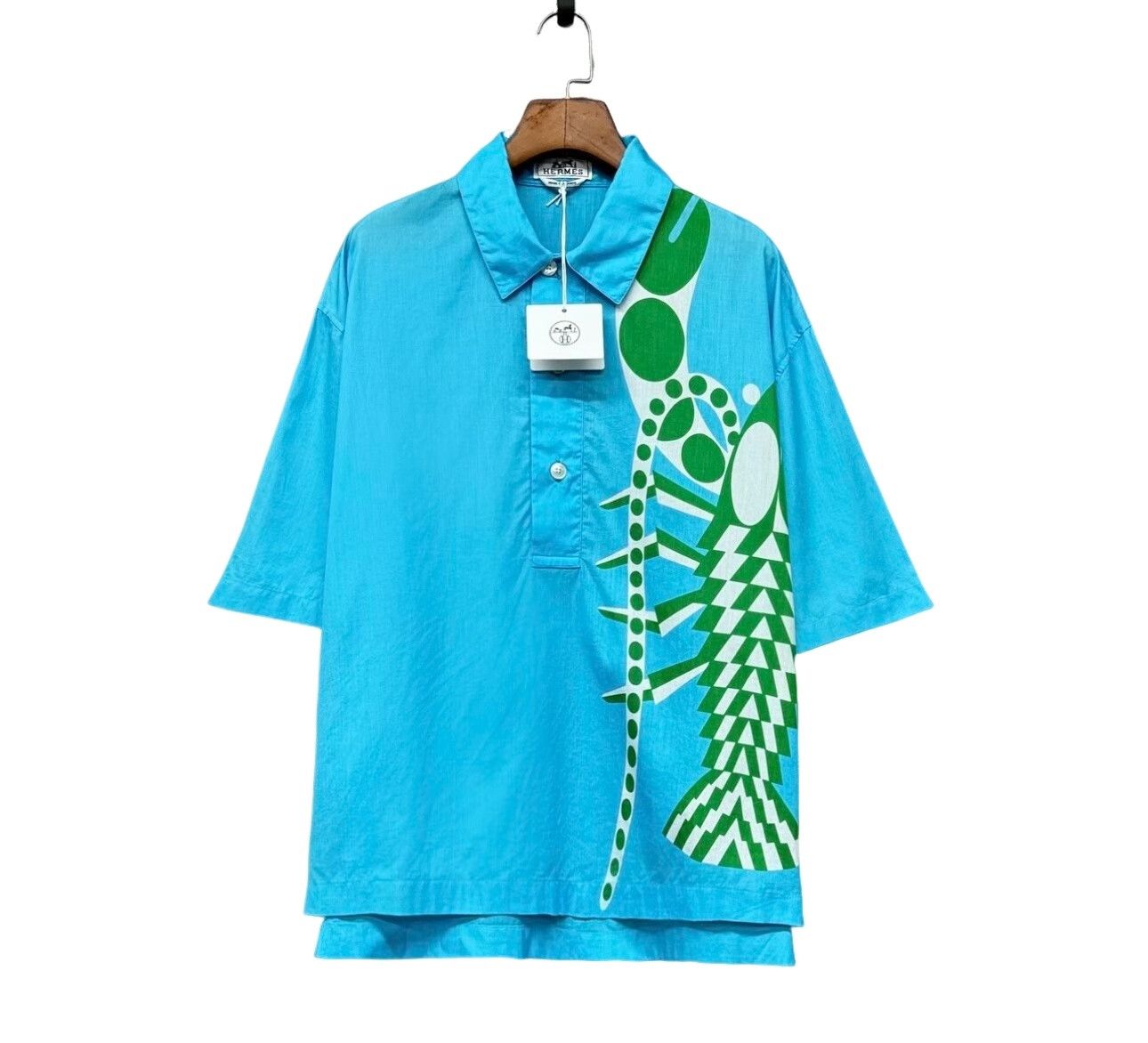 Hermes Hermes Lobster Print Short Sleeve Shirt 39 Size US M / EU 48-50 / 2 - 1 Thumbnail