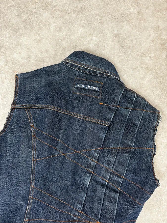 Jean Paul Gaultier 2000s Jean Paul Gaultier Blue Elastic Sleeveless Vest Denim Jacket Size S / US 4 / IT 40 - 6 Thumbnail