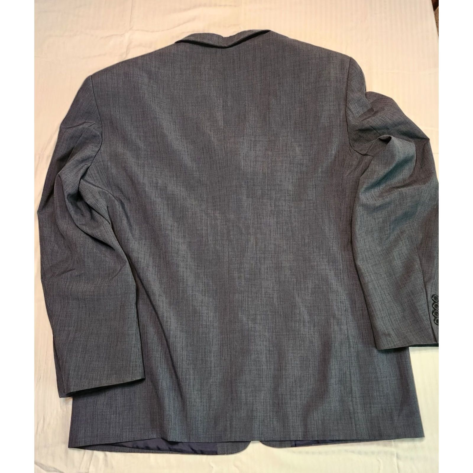 Vintage Vittorio St. Angelo Men’s 48L Blue Charcoal 2 Piece Suit Four-Button Notch Lapel Slim? Ventless Card? Size 48R - 7 Thumbnail