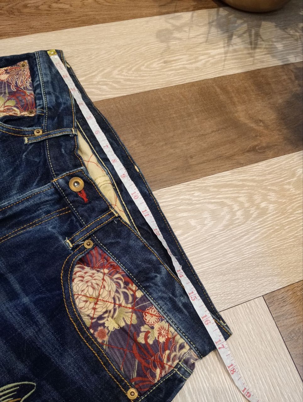 Eternal ETERNAL JAPAN SUKAJAN SUGOI FISH EMBROIDERY BLUE DENIM PANTS Size US 34 / EU 50 - 15 Thumbnail