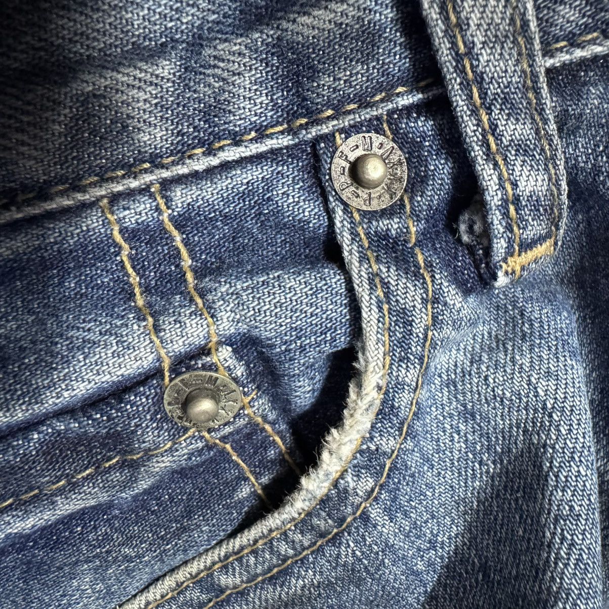 PPFM PPFM Distressed Denim Painted Airbrush Side Striped Jeans Size US 33 - 20 Thumbnail