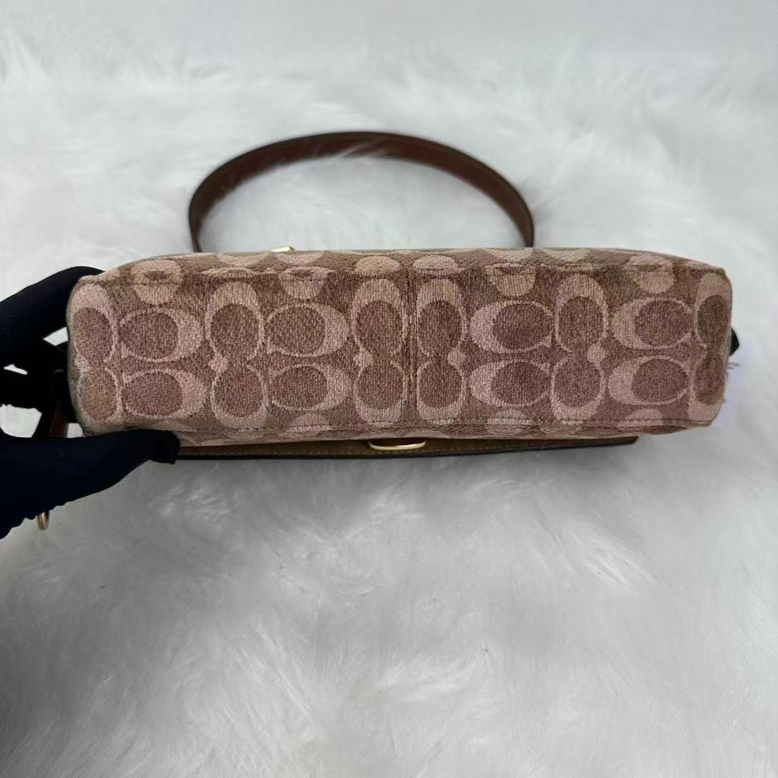 Coach Coach Etta Small Shoulder Sig Chenille Khaki/Vintage Brown Size ONE SIZE - 7 Thumbnail