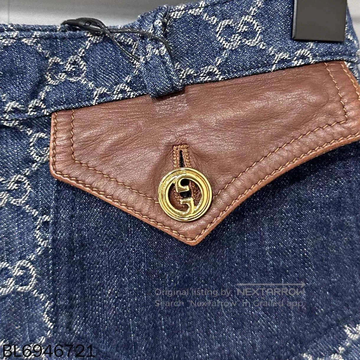 Gucci Gucci Patchwork Logo Print Denim Skirt. Size 35" - 3 Thumbnail