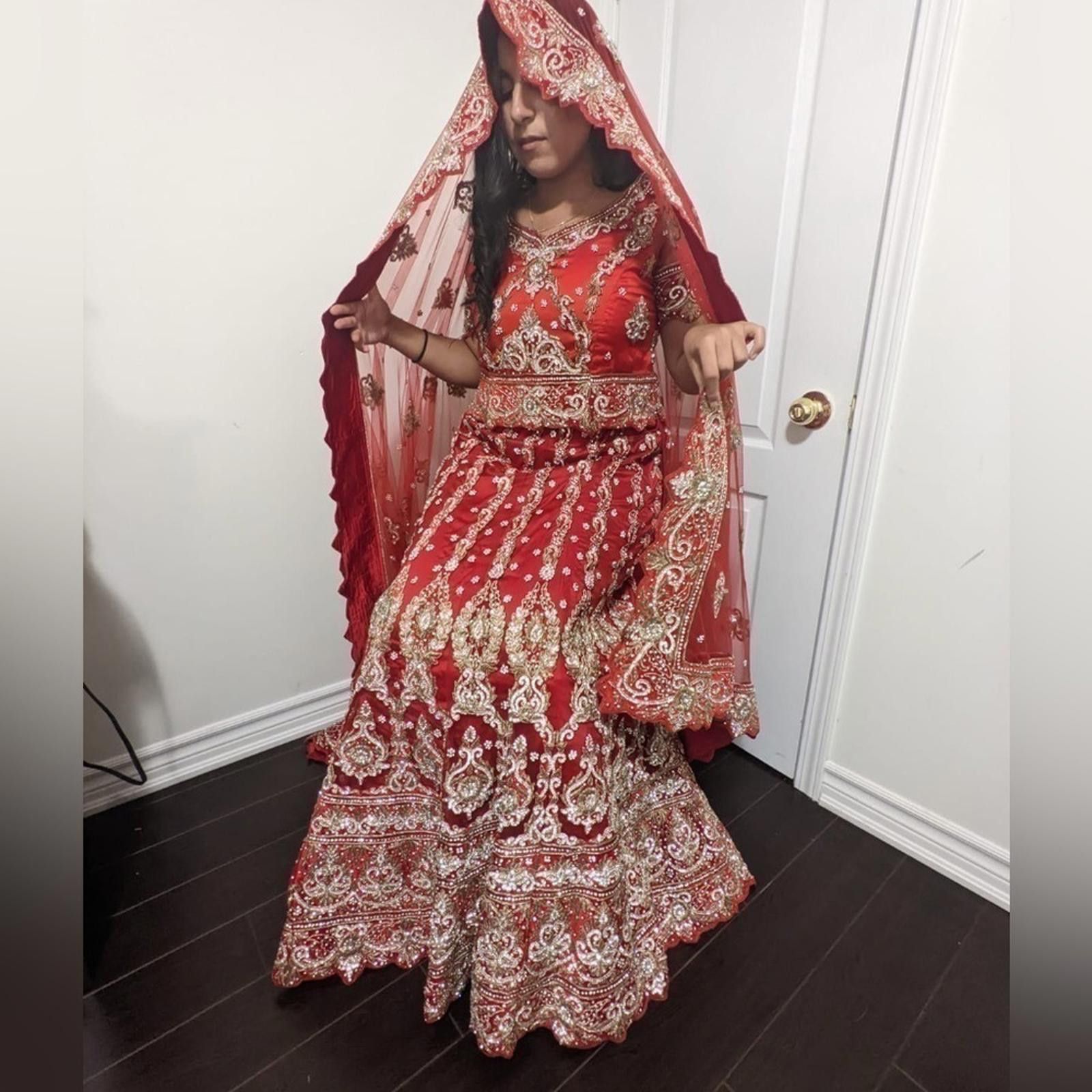 Designer Luxury Bridal Pakistani/ Indian Lehenga w Dupatta Size M / US 6-8 / IT 42-44 - 11 Thumbnail