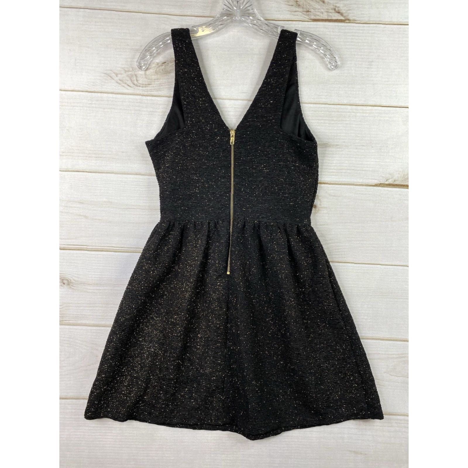 Vintage Love...Ady V Neck Dress Womens M Black Glitter Fit & Flare Sleeveless Short Skater Size M / US 6-8 / IT 42-44 - 7 Thumbnail