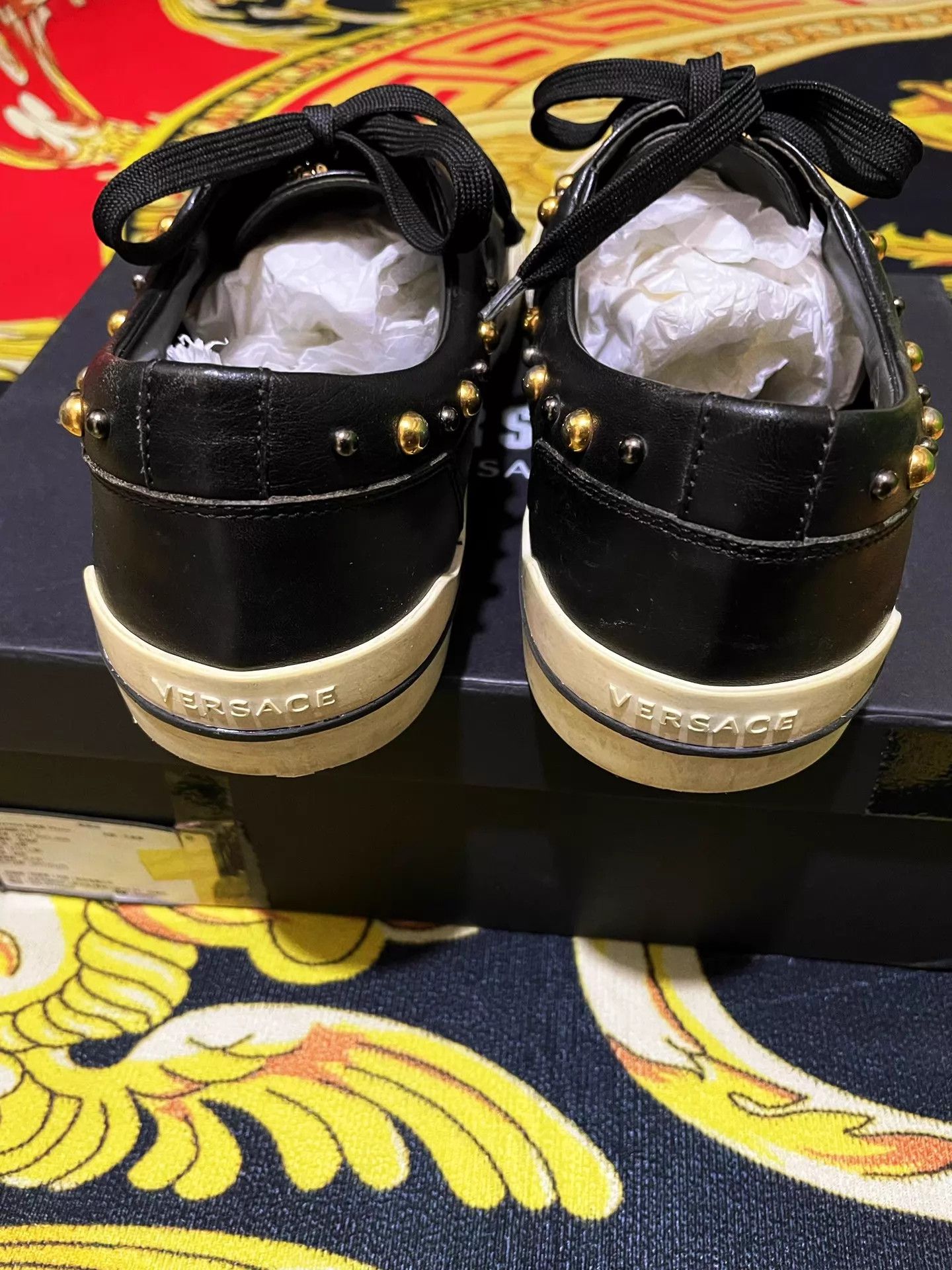 Versace Versace Runway Greca Leather Round Toe Studded Sneakers Size US 10 / EU 43 - 5 Thumbnail