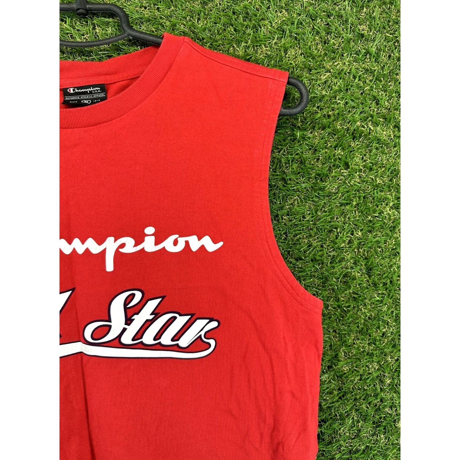 Champion Champion All Star Mens Tank Top T-Shirt Sleeveless Tee Jersey Trikot Size M Red Cotton Logo 100% Charted Regular Shirt Mens All Stars 90s Theme Size US M / EU 48-50 / 2 - 5 Thumbnail