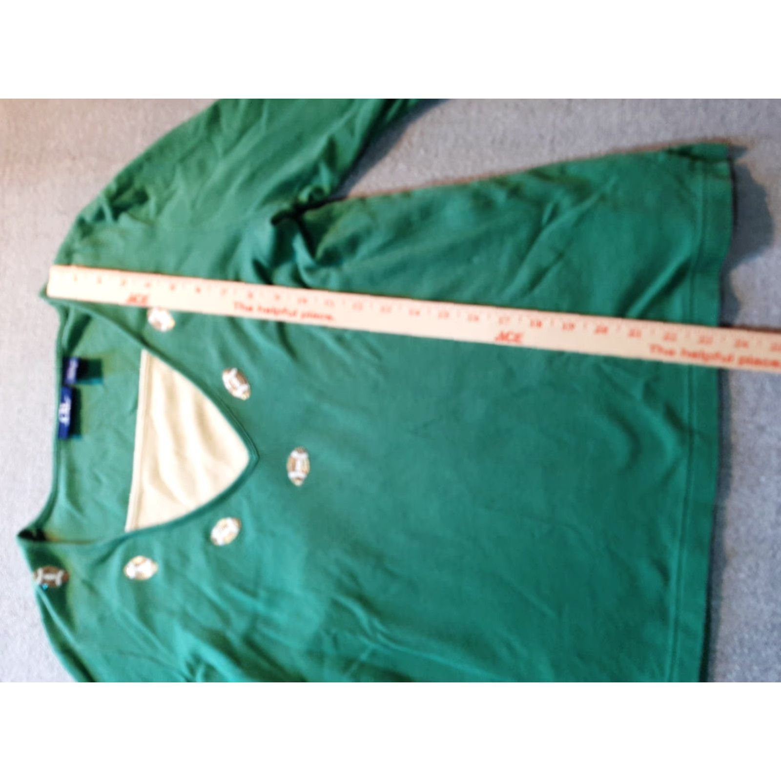Vintage CB Casual Football Sequins Shirt Womens L 3/4 Sleeve Green Cotton V-Neck Pullover Size L / US 10 / IT 46 - 4 Thumbnail