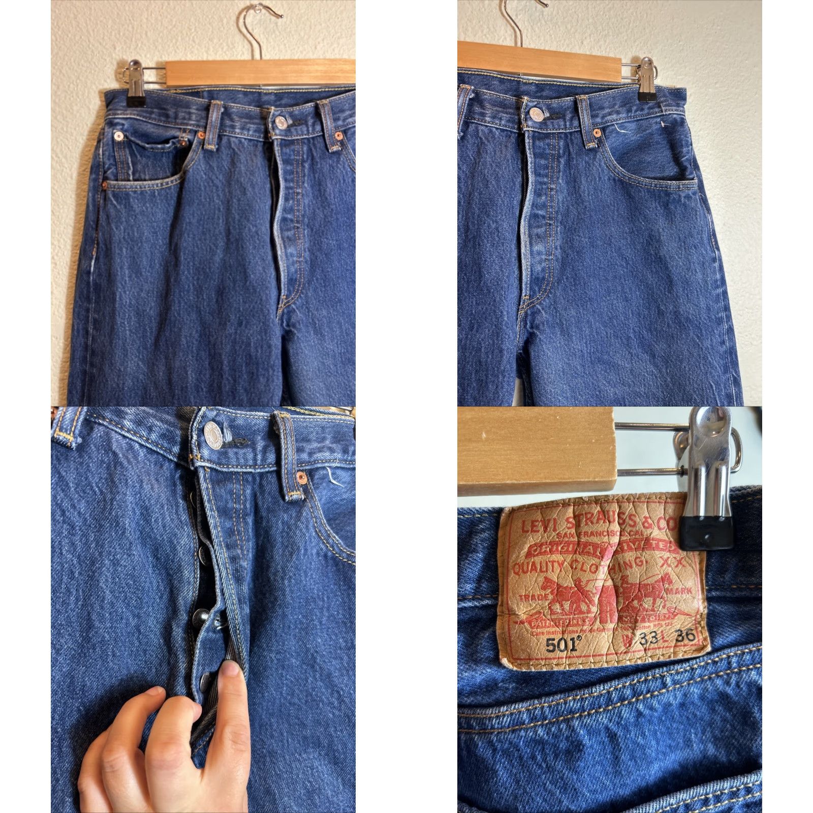 Levi's VINTAGE Levi's 501 Button Fly Jeans Dark Wash 32x34 Men Regular Blue Straight 90s Size US 32 / EU 48 - 8 Thumbnail