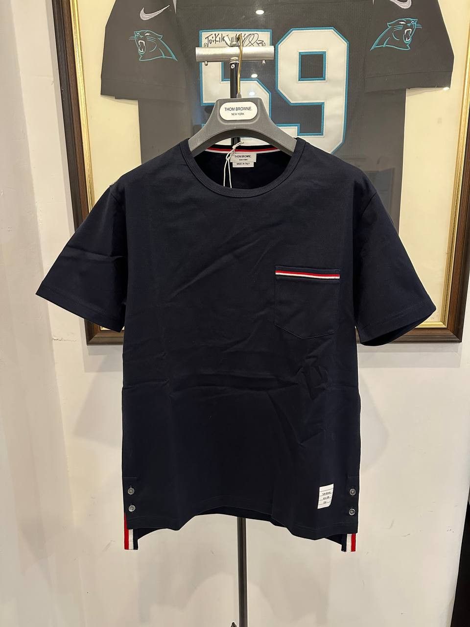 image of Thom Browne Rwb Pocket Tee in Navy, Men's (Size Small)