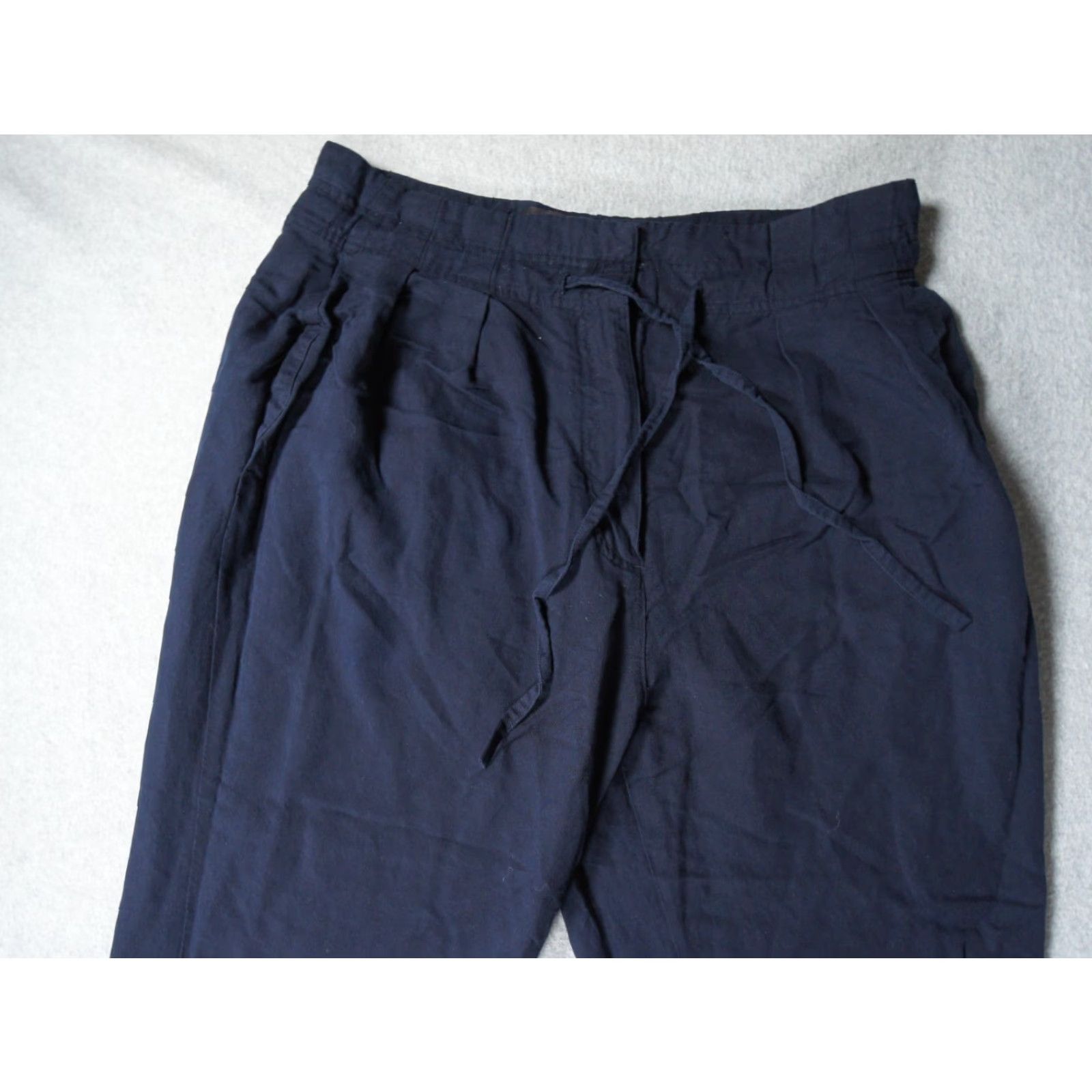 Cos COS Pants Womens 10 Blue Trouser Linen Blend Tapered Leg Drawstring Ladies, Ankle, Pockets, Regular Fit, 28in Inseam Size 32" / US 10 / IT 46 - 2 Thumbnail