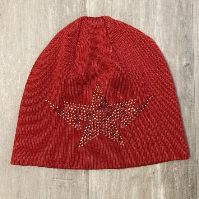 Bape × Swarovski Red Swarovski BAPE STA logo beanie knit cap a bathing ape Size ONE SIZE - 1 Thumbnail