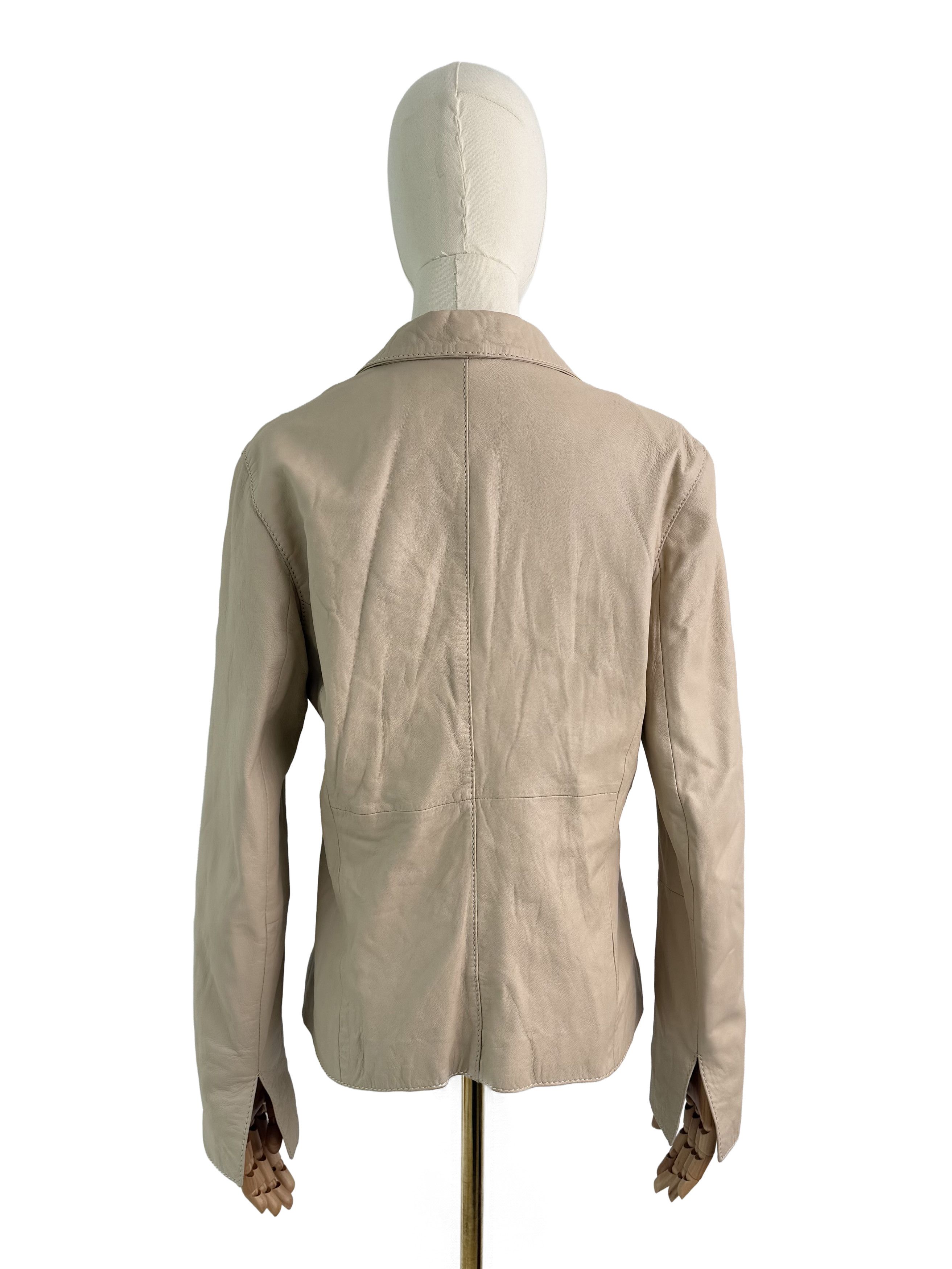 Vintage Vintage Leather Blazer Jacket Button Front Tailored Classic Size S / US 4 / IT 40 - 4 Thumbnail