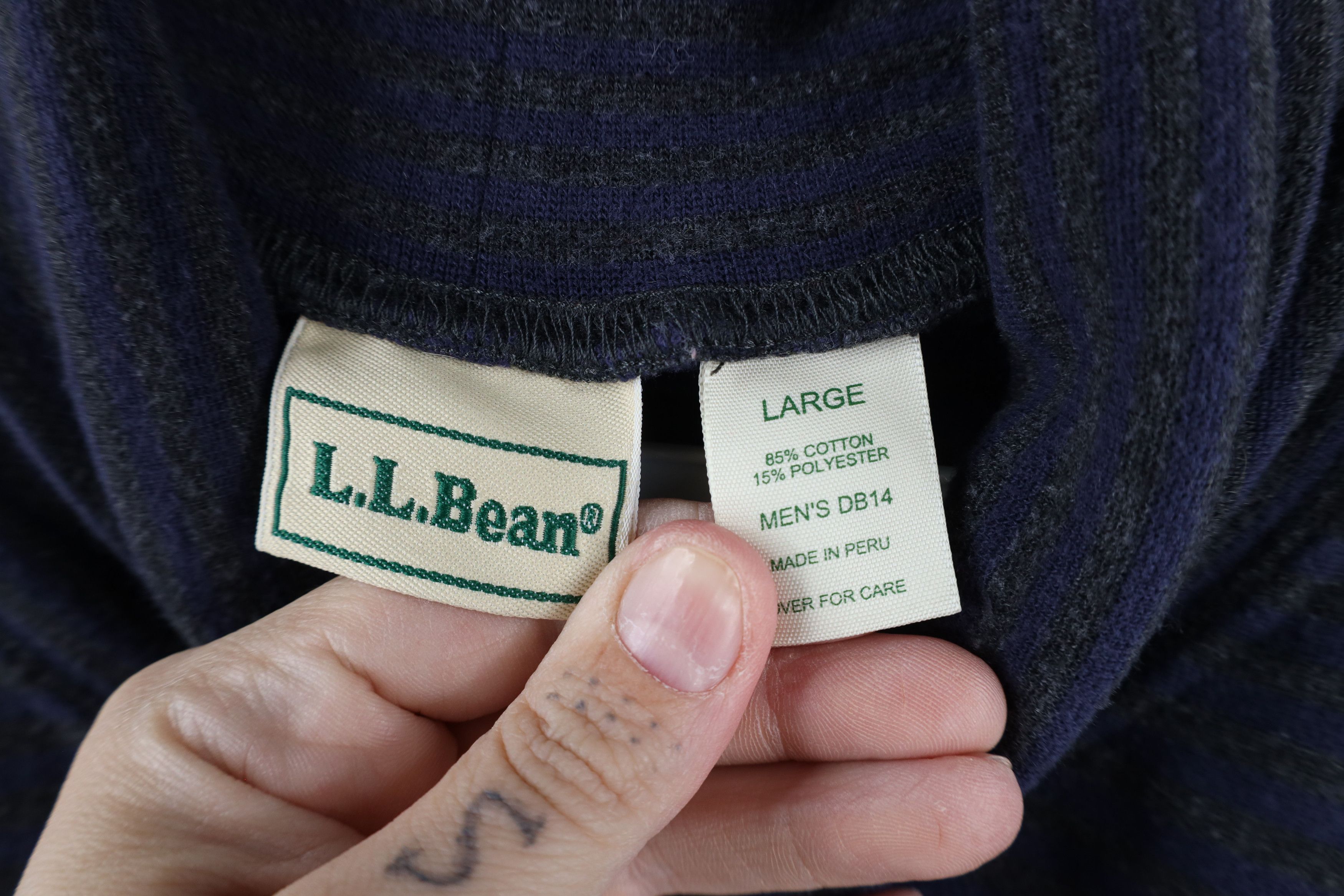 L.L. Bean × Vintage Vintage 90s LL Bean Striped Long Sleeve Turtleneck T-Shirt Size US L / EU 52-54 / 3 - 4 Thumbnail