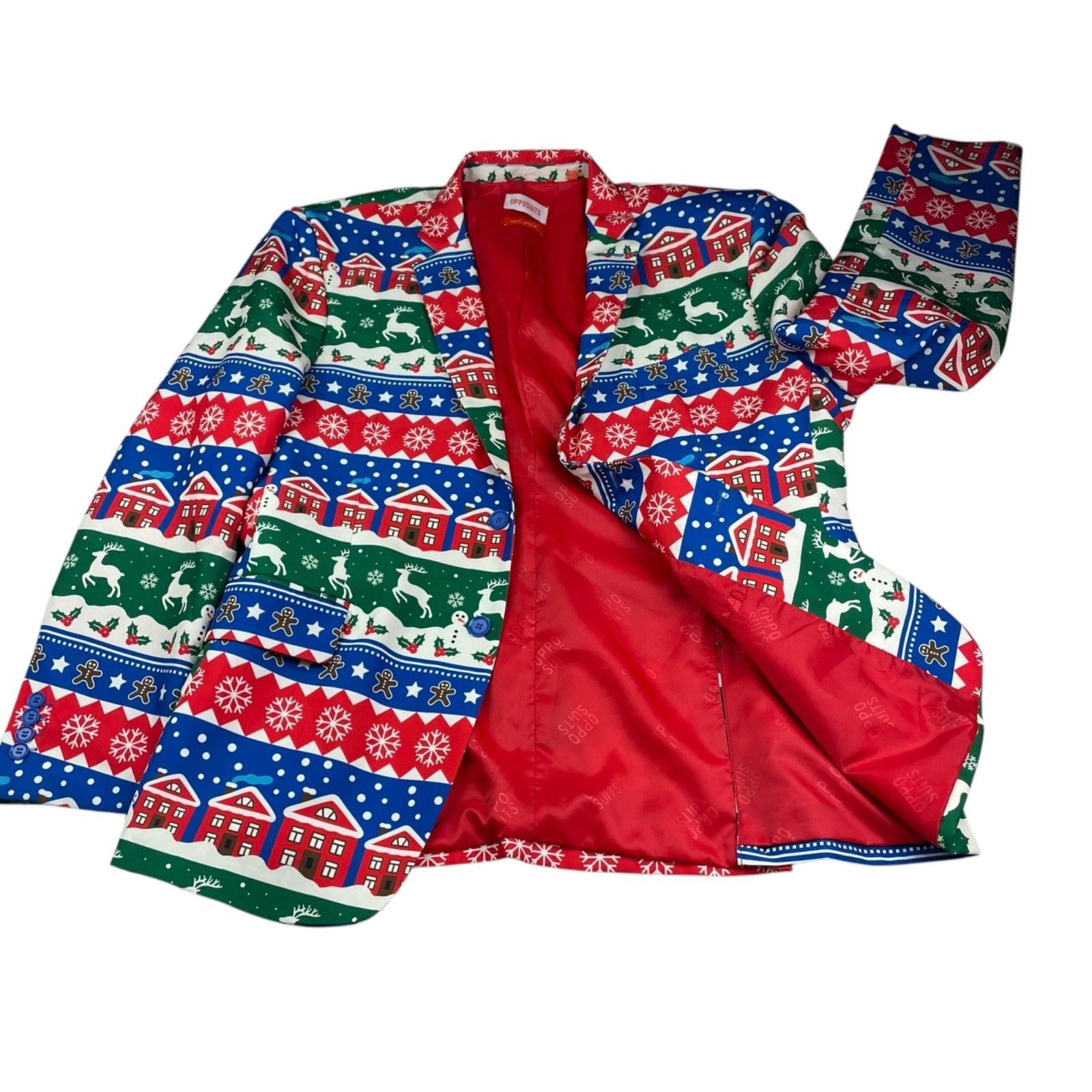 Other OppoSuits Men's Ugly Christmas 2-Button Blazer Red/Blue/Gree Size 46R - 3 Thumbnail