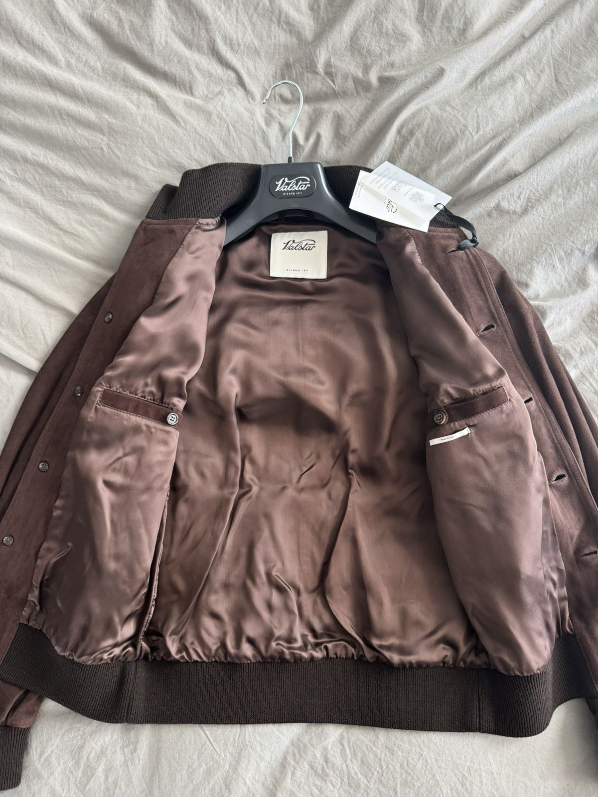 Valstar NWT Lined Valstarino Bomber Jacket in Suede Leather - Caffe Size US S / EU 44-46 / 1 - 7 Thumbnail