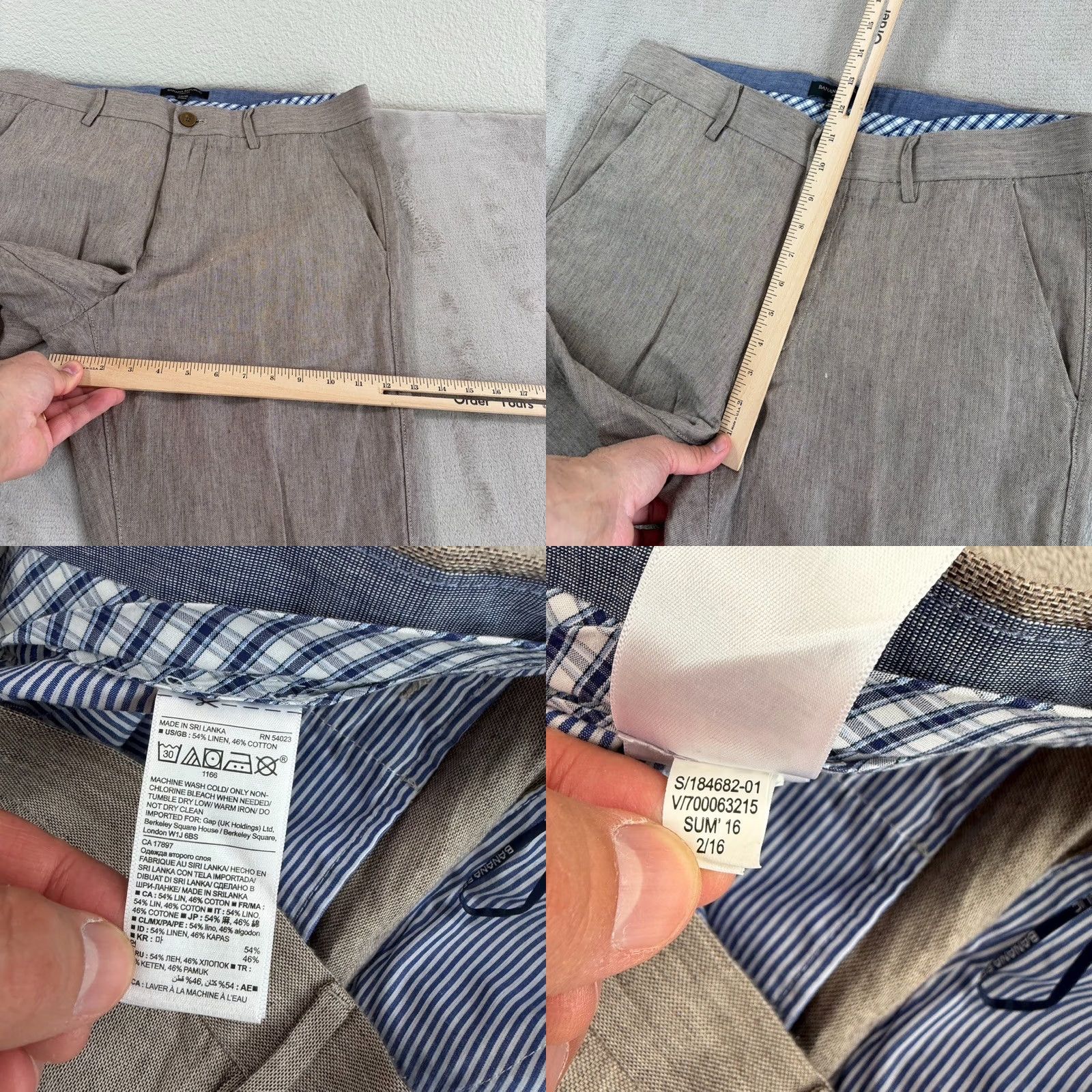 Banana Republic Banana Republic Aiden Fit Trouser Pants Men Brown 34x36 Linen Blend Size US 34 / EU 50 - 8 Thumbnail