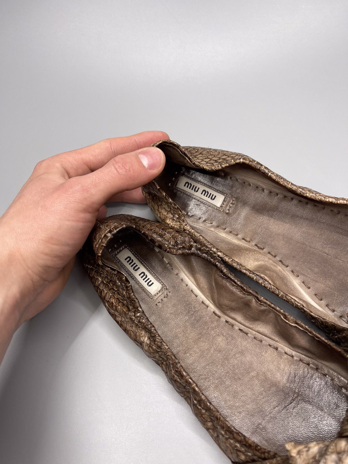 Miu Miu × Prada Miu miu Leather Snake Ballet Flats Size US 9 / IT 39 - 5 Thumbnail