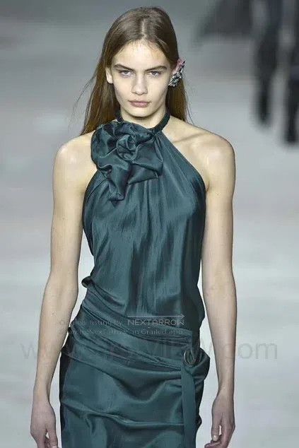 Saint Laurent Paris Saint Laurent Paris Peacock Blue Green Heavyweight Silk Pl Size S / US 4 / IT 40 - 2 Thumbnail