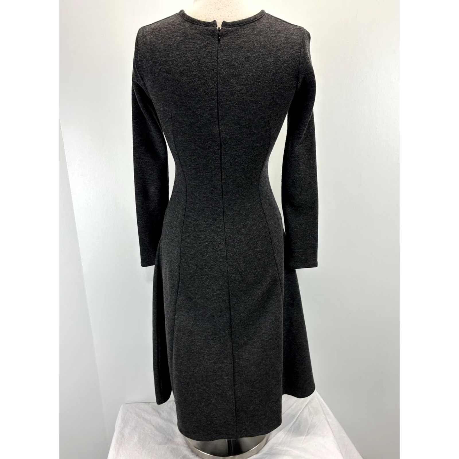 J.Crew J. Crew Fit N Flare Sheath Midi Dress Women’s 2 Grey Minimalist Stretch Ponte Size XS / US 0-2 / IT 36-38 - 3 Thumbnail