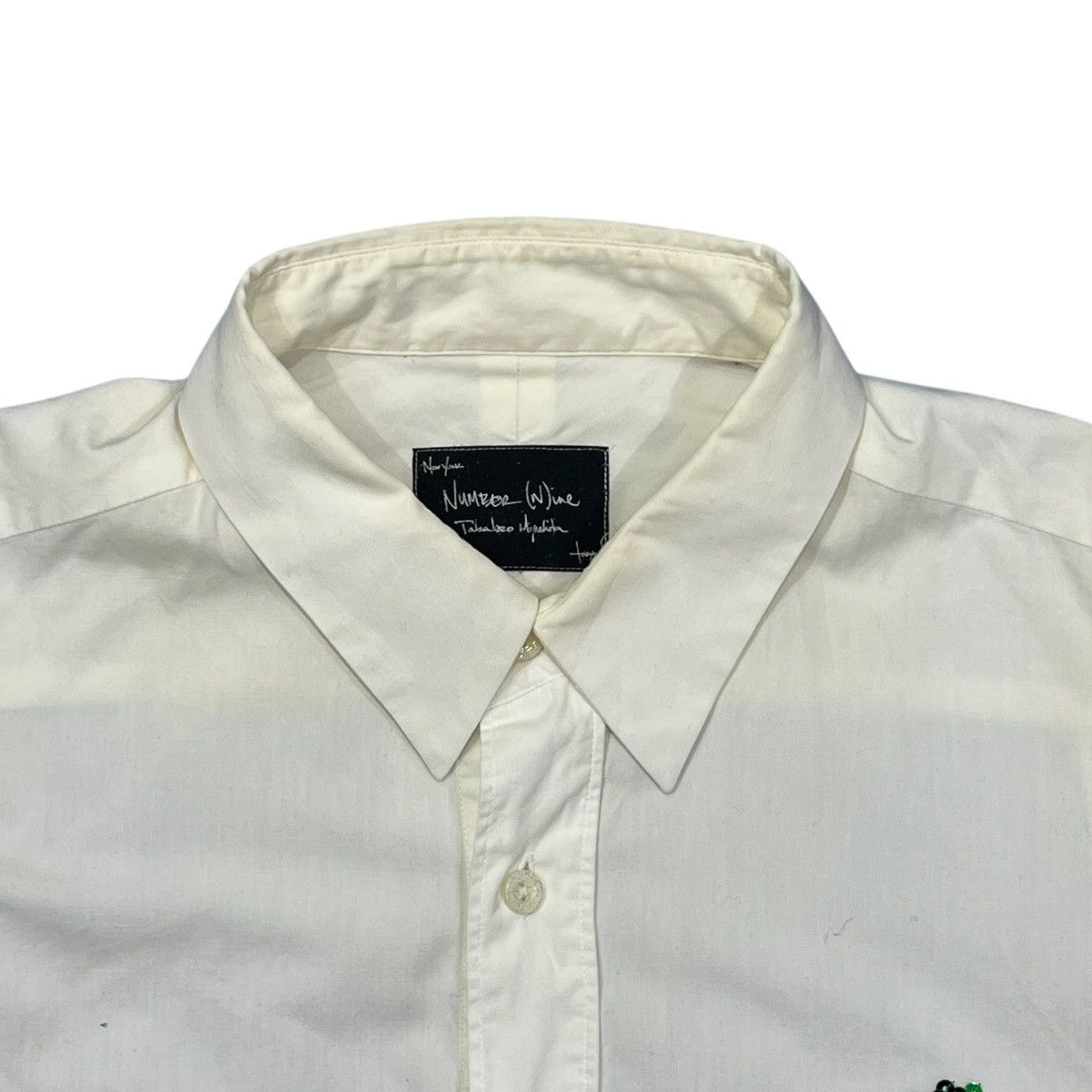 Number (N)ine NUMBER (N)INE 2006SS "GUNS'' Rose Sequins White Dress Shirts Size US L / EU 52-54 / 3 - 3 Thumbnail