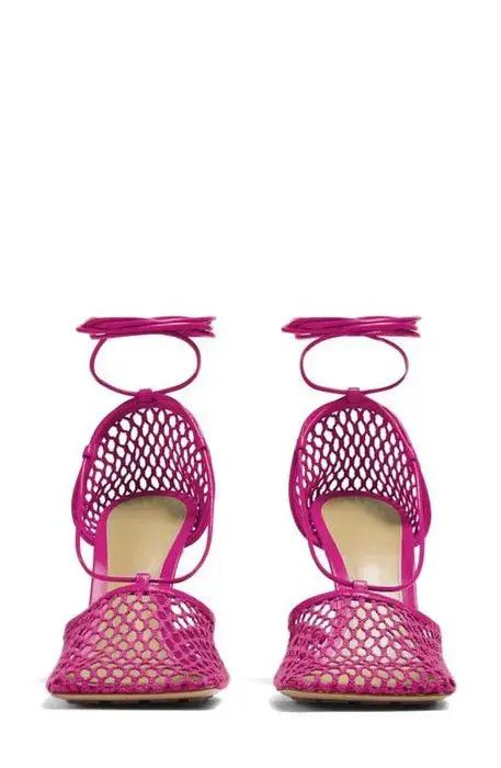 Bottega Veneta o1bcso1str0924 Stretch Lace-Up Sandal in Fuchsia Size US 7.5 / IT 37.5 - 2 Thumbnail