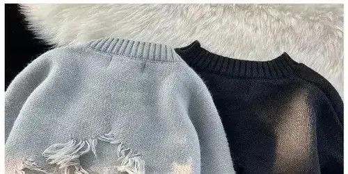 Japanese Brand Hole Fringed Sweater Loose Versatile Size US S / EU 44-46 / 1 - 2 Thumbnail