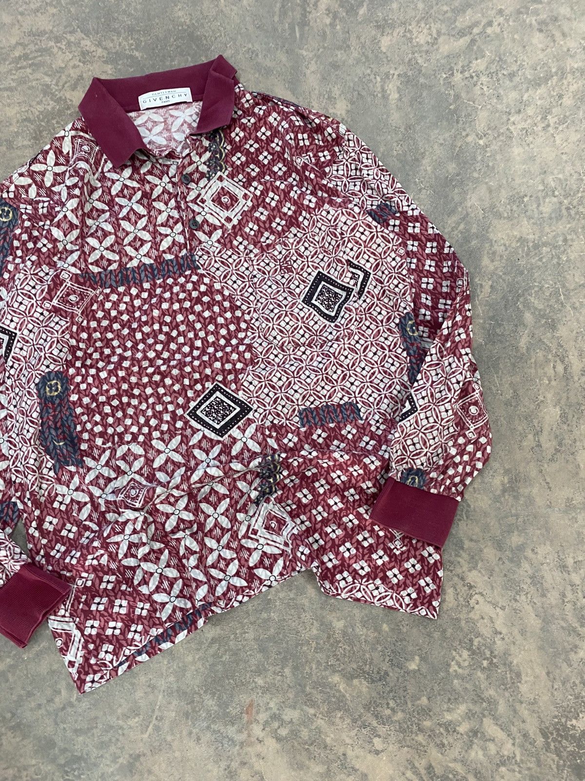 Givenchy 1990s -Givenchy Floral Polo Shirt Ls Longsleeve Designer Size US S / EU 44-46 / 1 - 2 Thumbnail